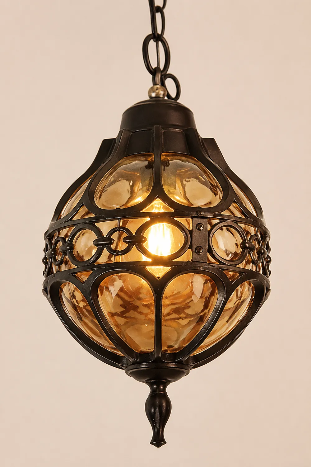 Alessio Loft Sphere Vintage Farmhouse Rustic Pendant Light Black/Bronze Dining Room - Lumpaz