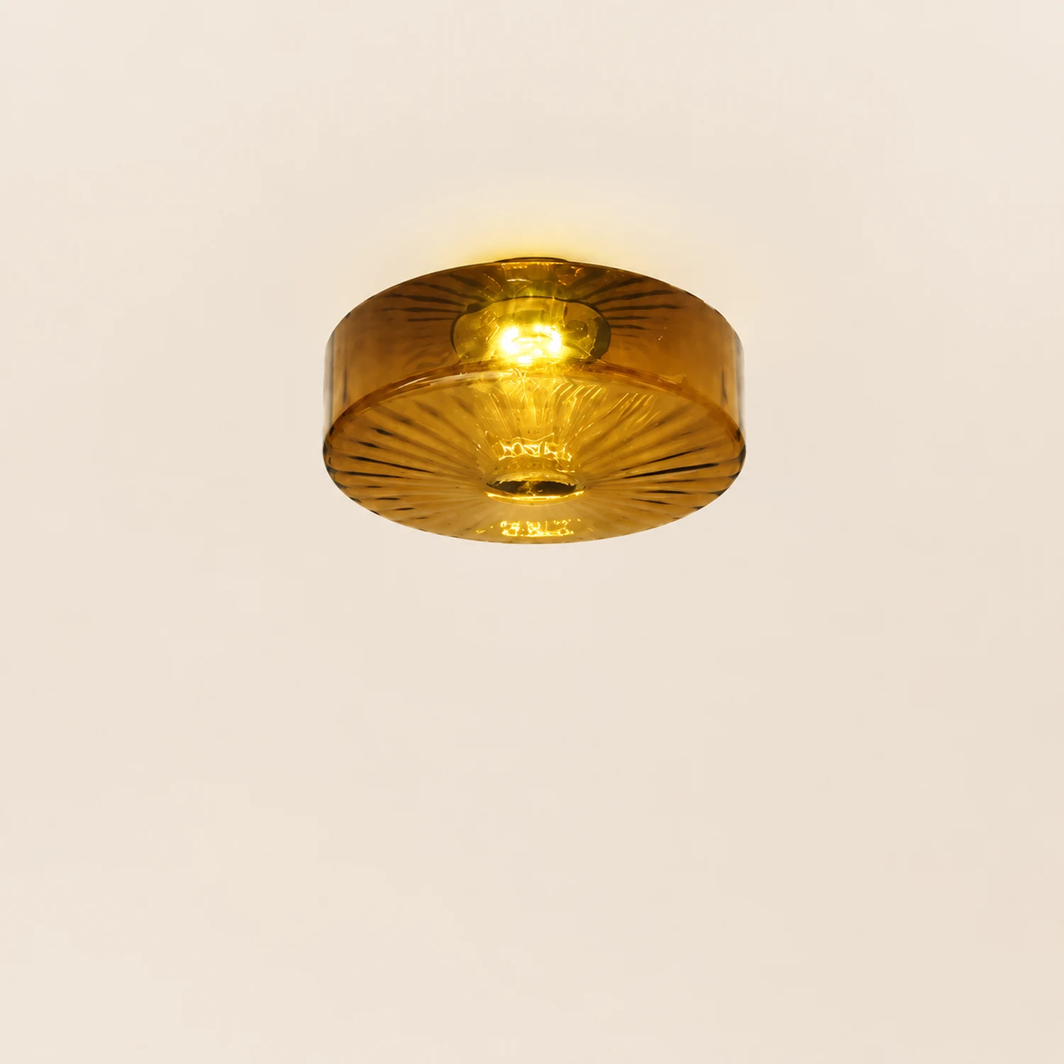 Hailie Modern Round Flush Mount Ceiling Light Brown Metal/Glass Kitchen/Living Room - Lumpaz