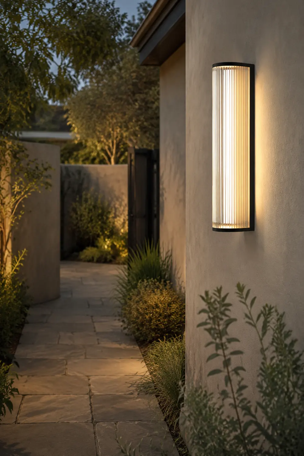 Orr Modern Semi-Cylindrical Outdoor Metal/Acrylic Wall Lamp, Clear/Black - Lumpaz