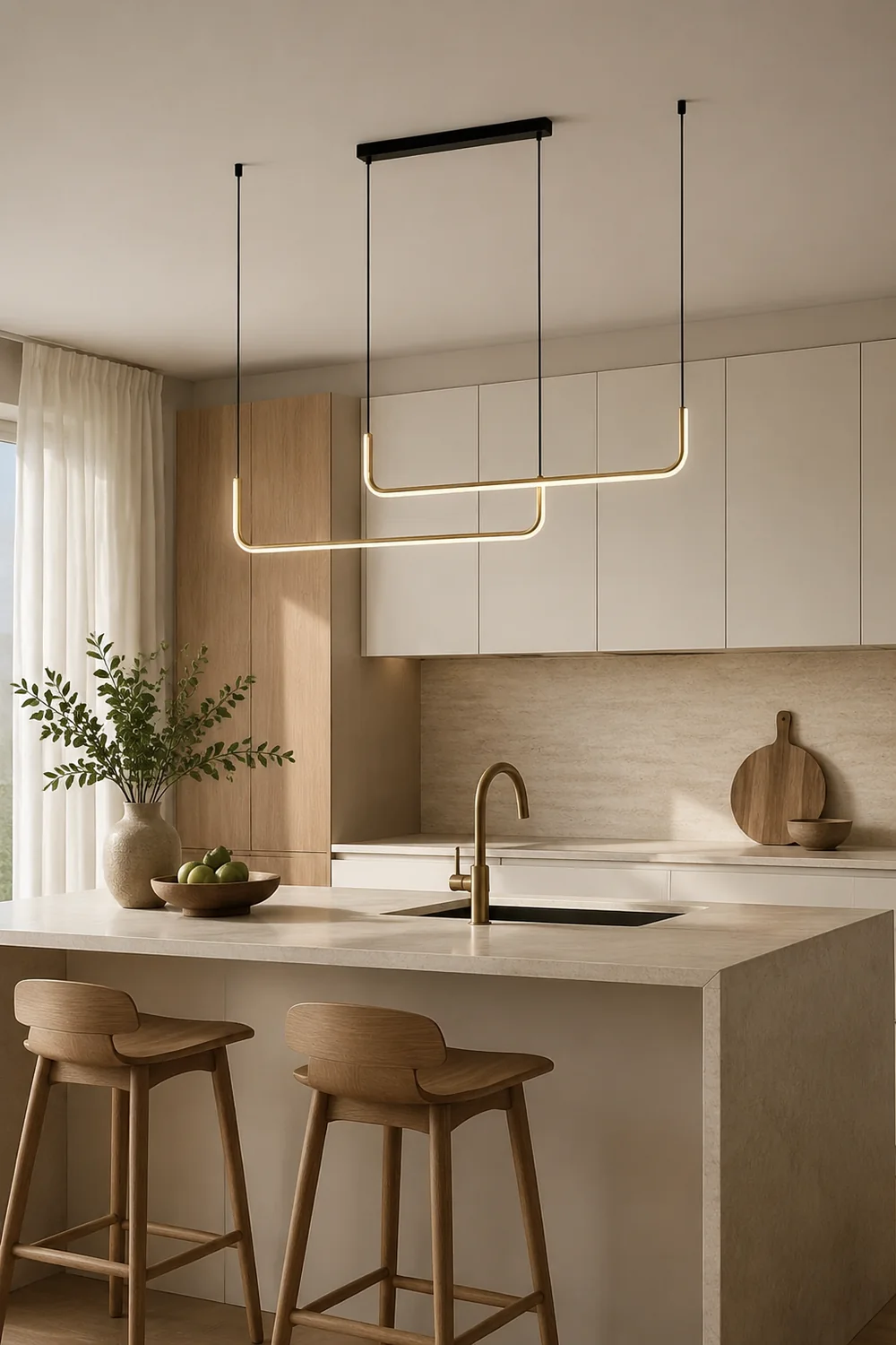 Edge Modern Linear Pendant Light Double Frame, Black/Gold - Lumpaz