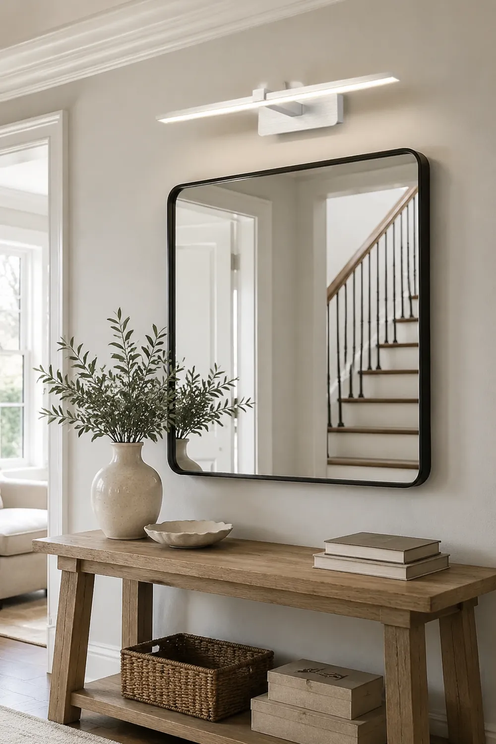 Leigh Nordic Linear Acrylic Mirror Front Wall Lamp, Silver - Lumpaz