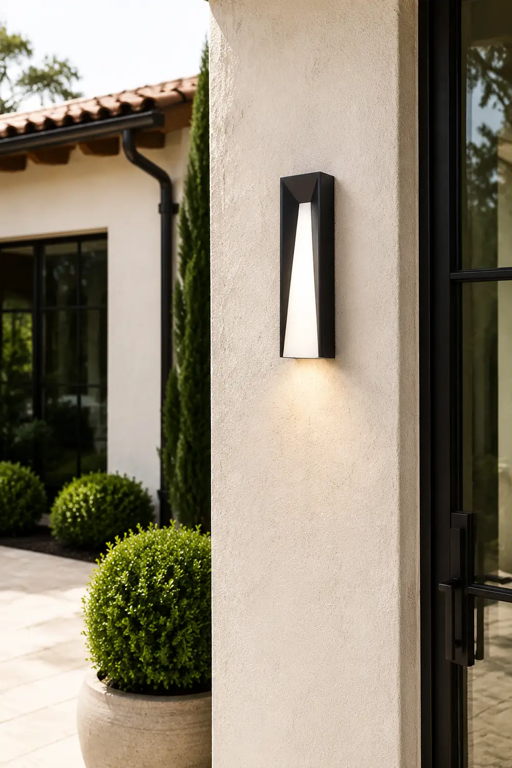 Orr Modern Rectangular Metal Outdoor Wall Lamp, Black/White - Lumpaz
