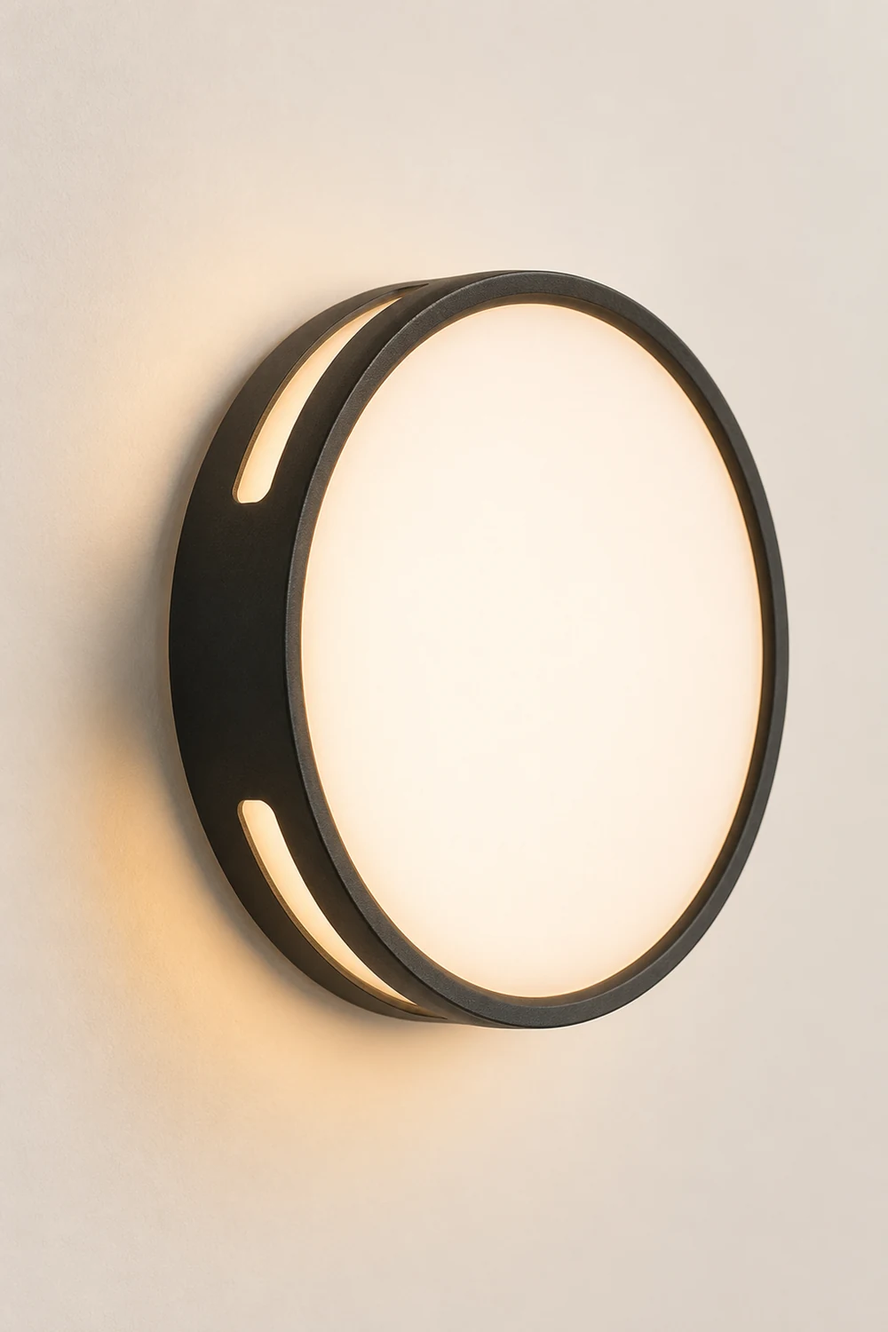 Orr Modern Round Metal/Acrylic Outdoor Waterproof Wall Lamp, Black - Lumpaz