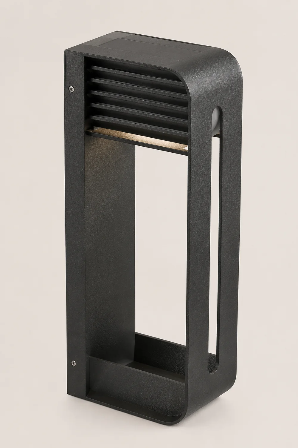 Orr Modern Rectangular Metal/Acrylic Solar Outdoor Plants Pot Holder Wall Lamp, Black - Lumpaz