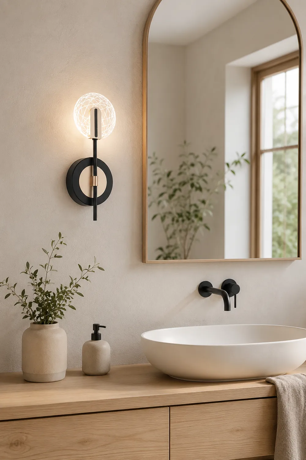 Valentina Wall Lighting Disc Modern, Metal/Acrylic, Black/White, Bedroom - Lumpaz