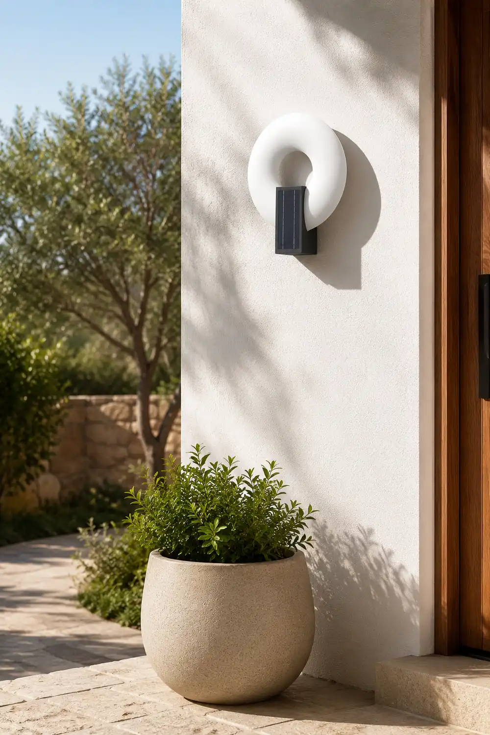Isaac Modern Metal/Acrylic Solar Waterproof Outdoor Wall Lamp, Black/White - Lumpaz