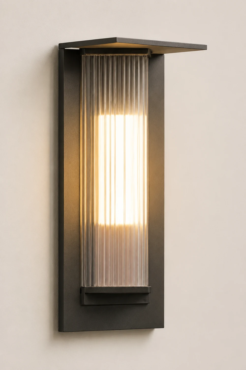 Orr Modern Rectangular Acrylic Outdoor Wall Lamp, Black/Transparent - Lumpaz