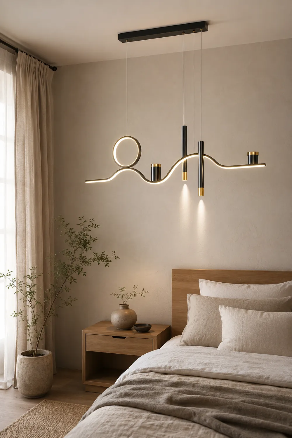 Madina Modern Metal Linear Starry Night Pendant Light, Black - Lumpaz