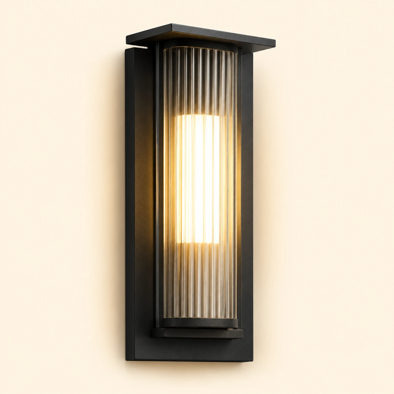 Orr Modern Rectangular Acrylic Outdoor Wall Lamp, Black/Transparent - Lumpaz