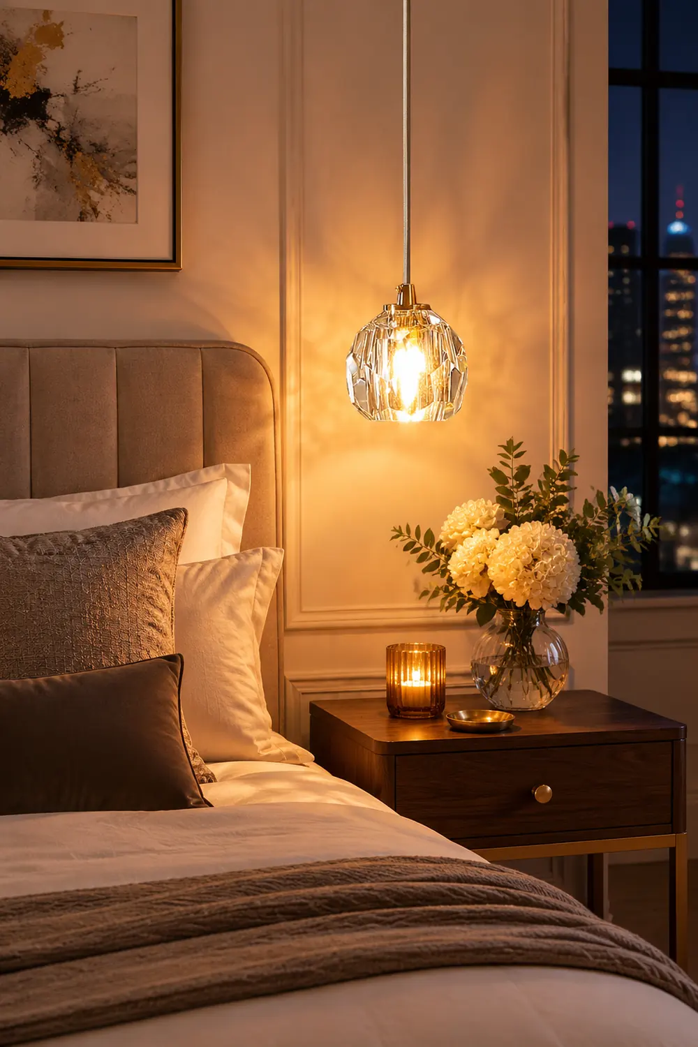 Luxury Globe Metal/Glass Pendant Light, Clear, Bedroom - Lumpaz