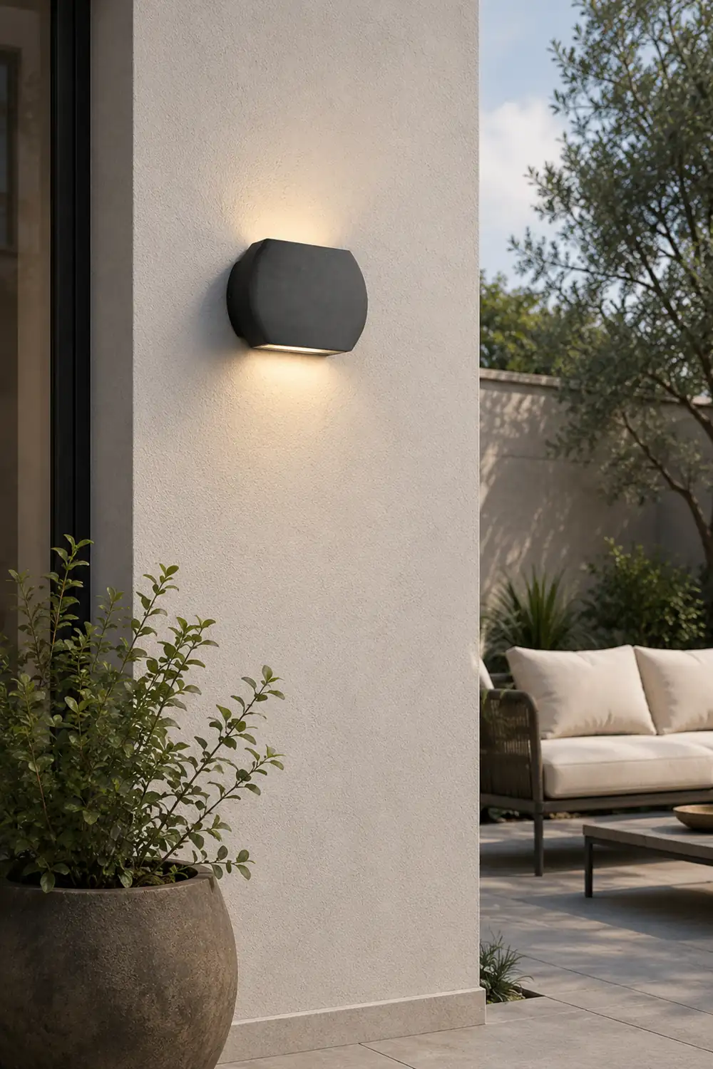 Orr Minimalist Geometric Metal Outdoor Wall Lamp, Black/Gray - Lumpaz