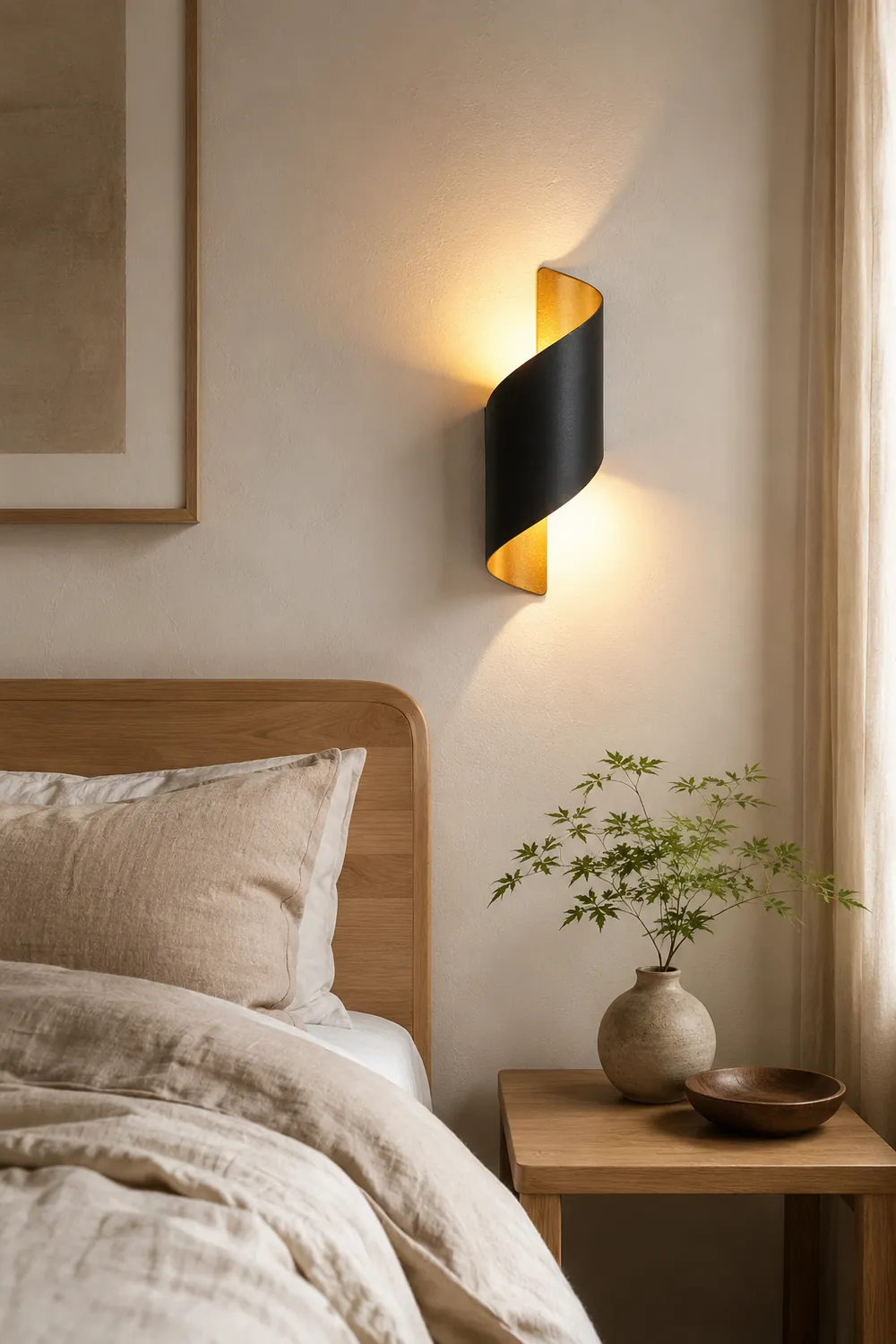 Orr Modern Conch Shape Metal Indoor Wall Lamp, Black/White/Gold - Lumpaz