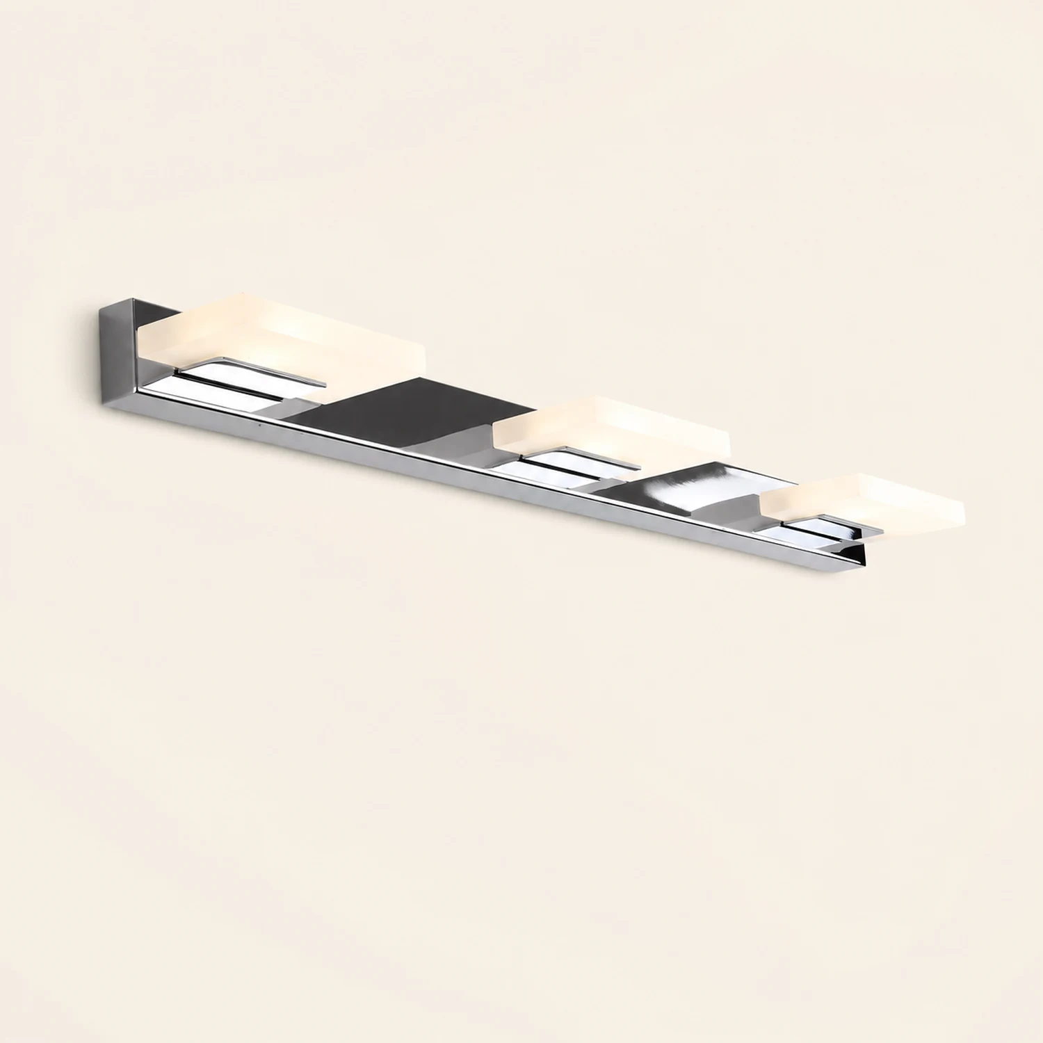 Leigh Modern Square Mirror Front Vanity White Metal Wall Lamp - Lumpaz