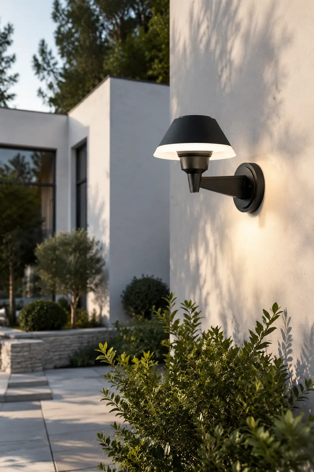 Carins Modern Bowl Metal/Acrylic Outdoor Waterproof Wall Lamp, Black - Lumpaz