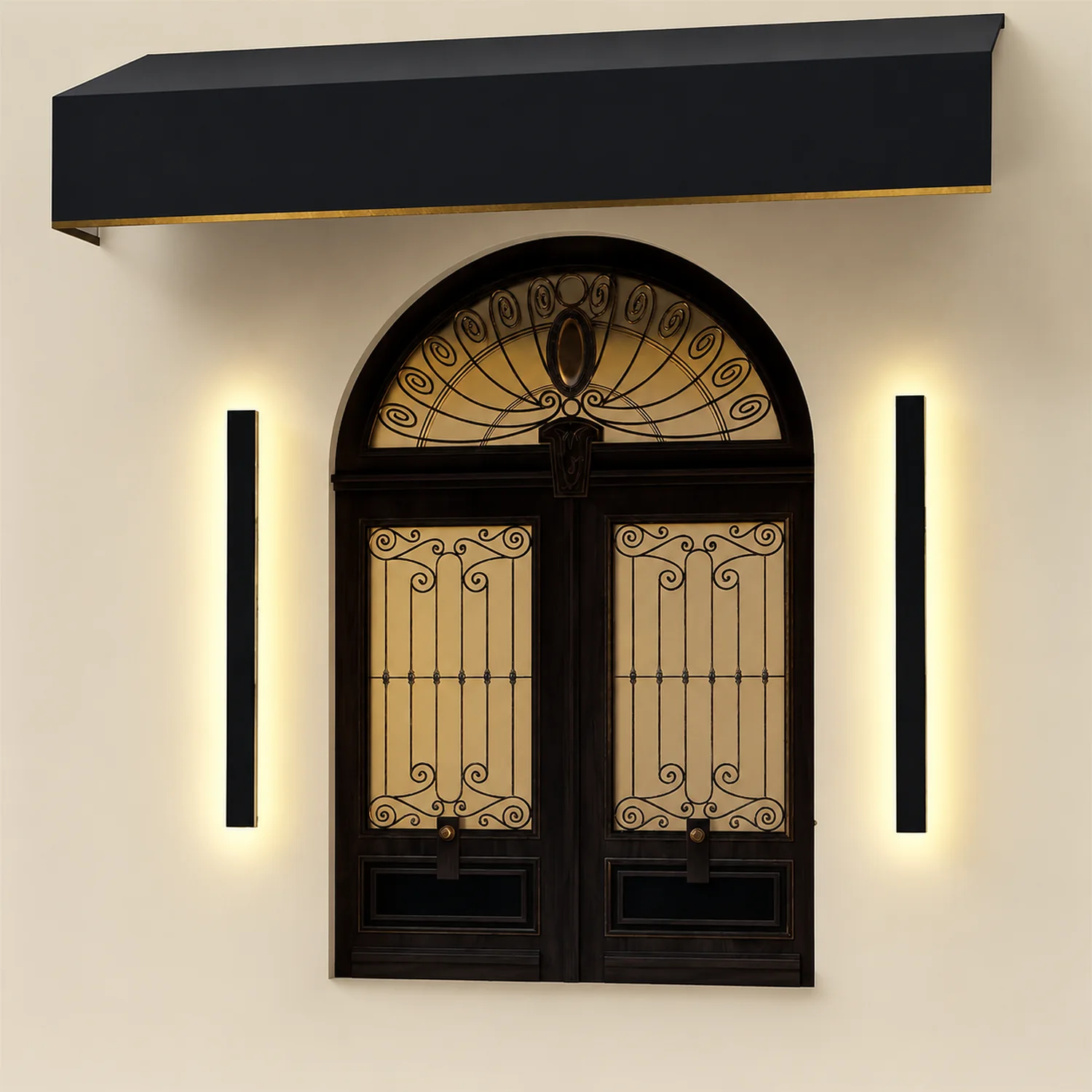 Edge Ripple Minimalist Linear Metal Outdoor Wall Lamp Black Balcony/Terrace - Lumpaz