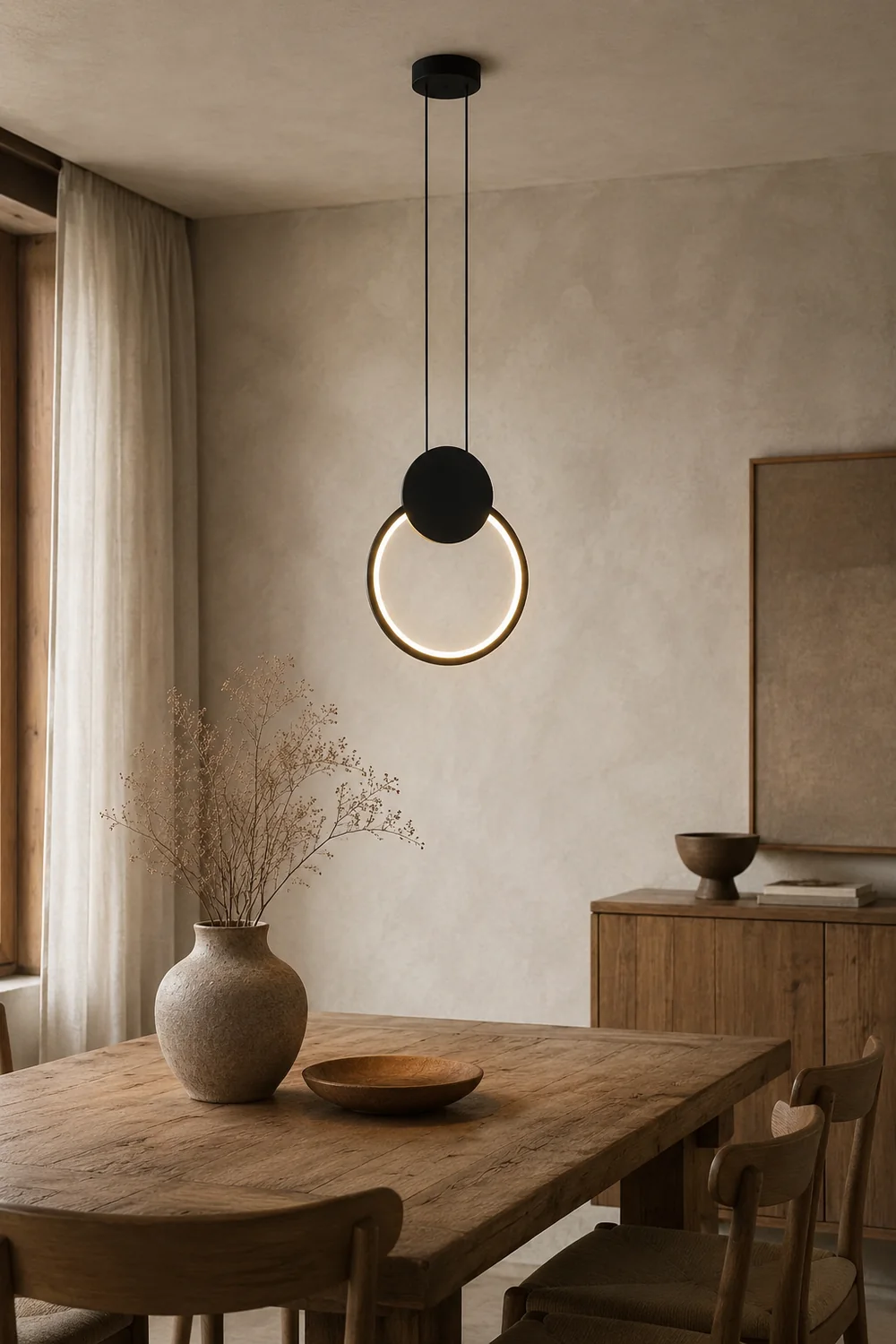 Nyla Modern Minimalist LED Hanging Pendant Lights Black White Bedroom - Lumpaz