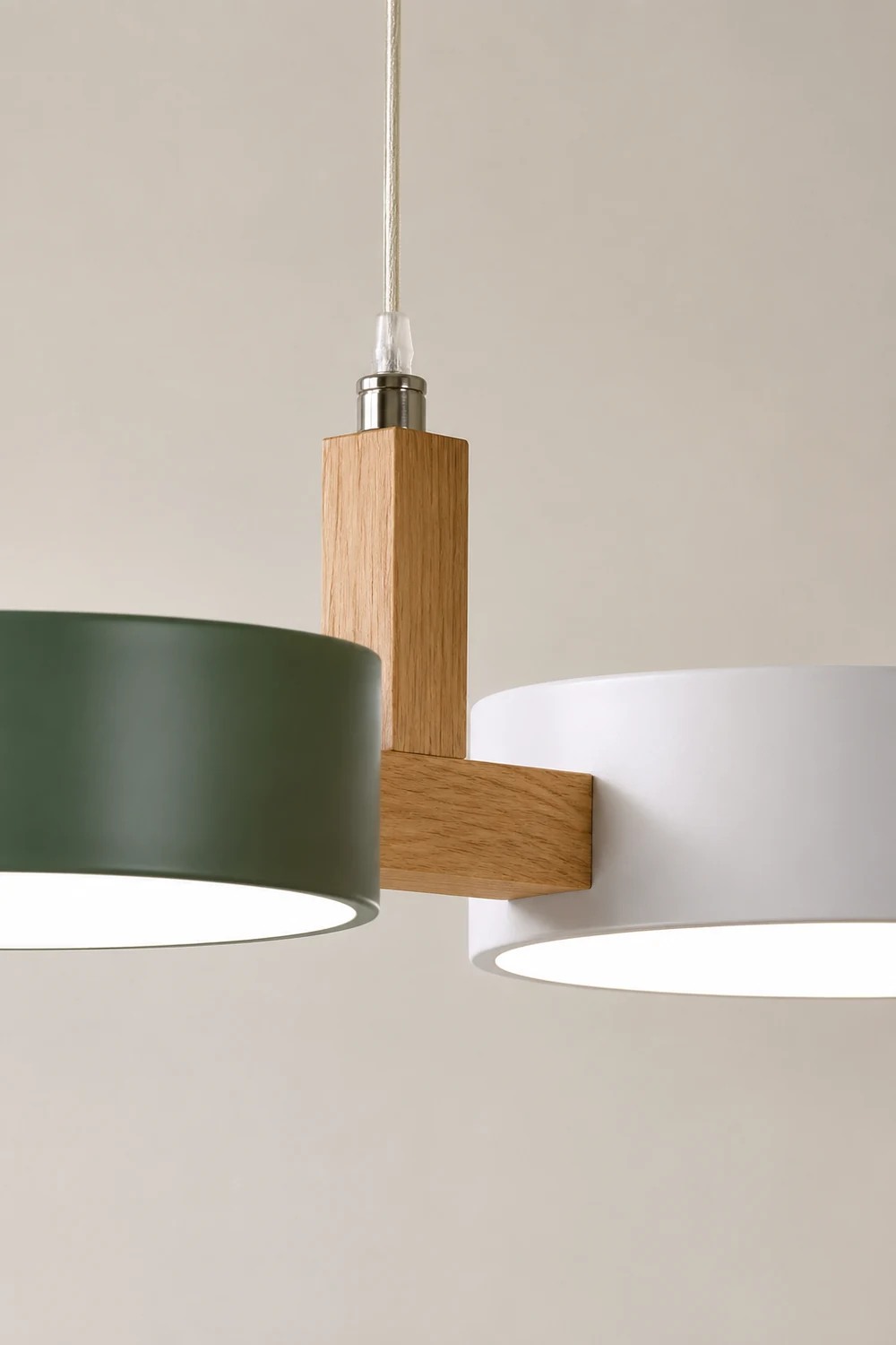 Morandi Modern Pendant Light White Green Gray Metal  Wood Living Room - Lumpaz