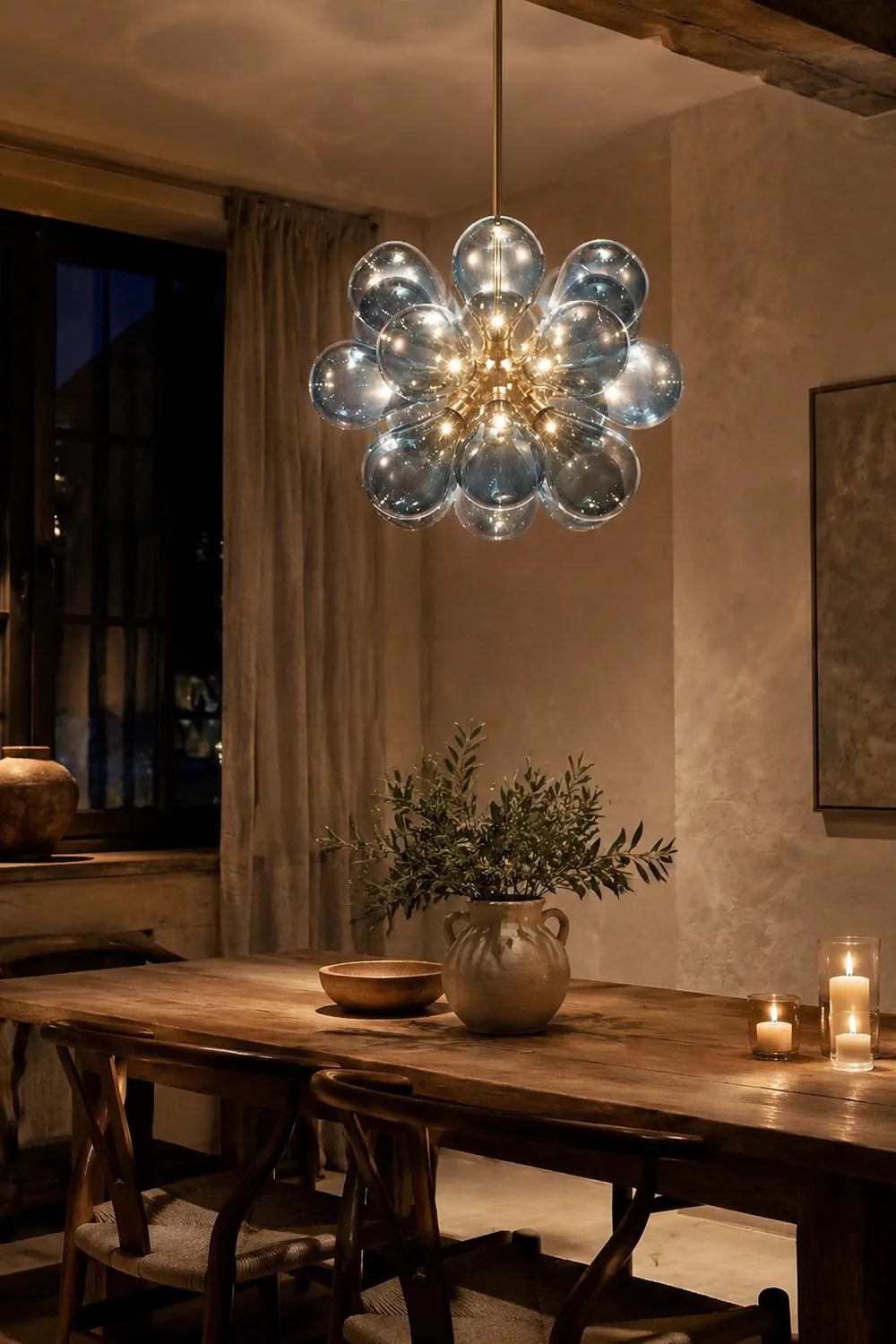 Valentina Glass Bubble Pendant Light for Kitchen Island, Blue/White/Purple - Lumpaz