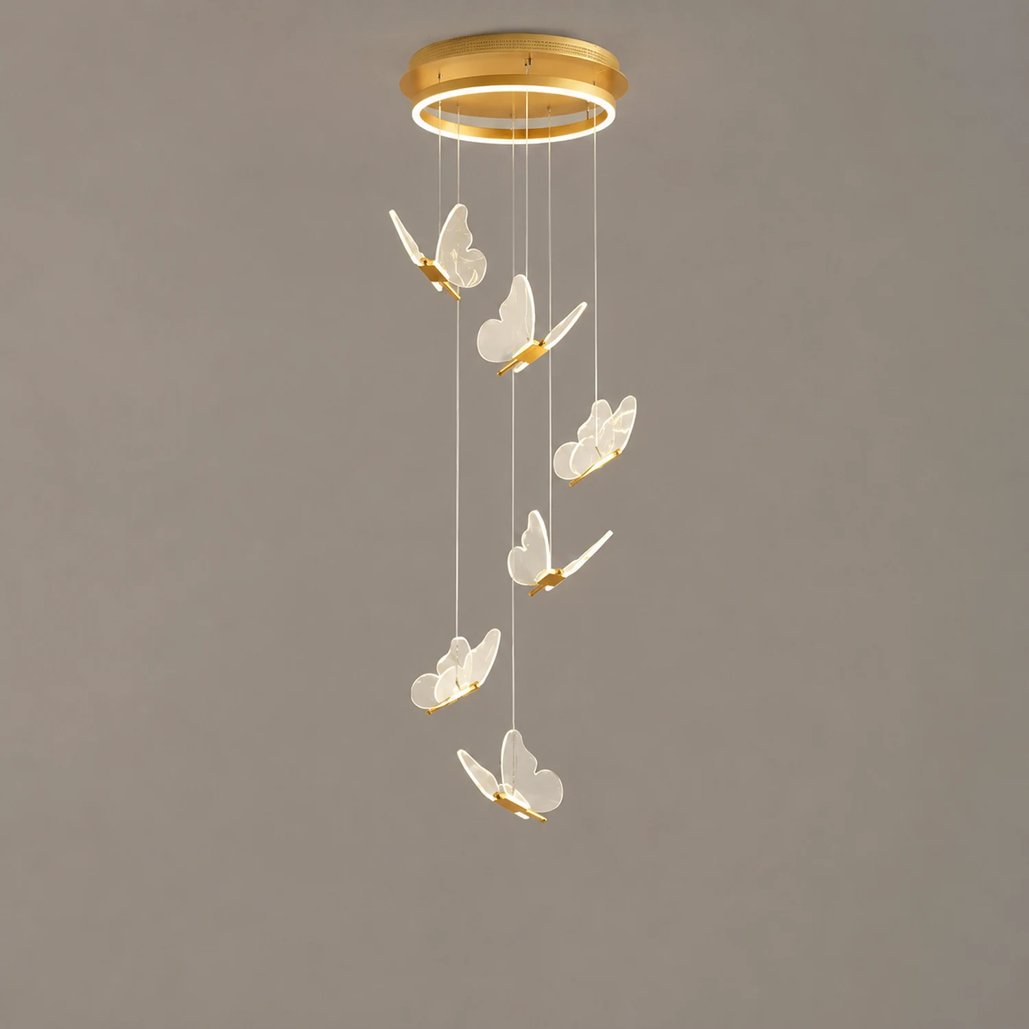 Ophelia Pendant Light Butterfly Modern Luxury, Metal/Acrylic, Gold, Corridor - Lumpaz