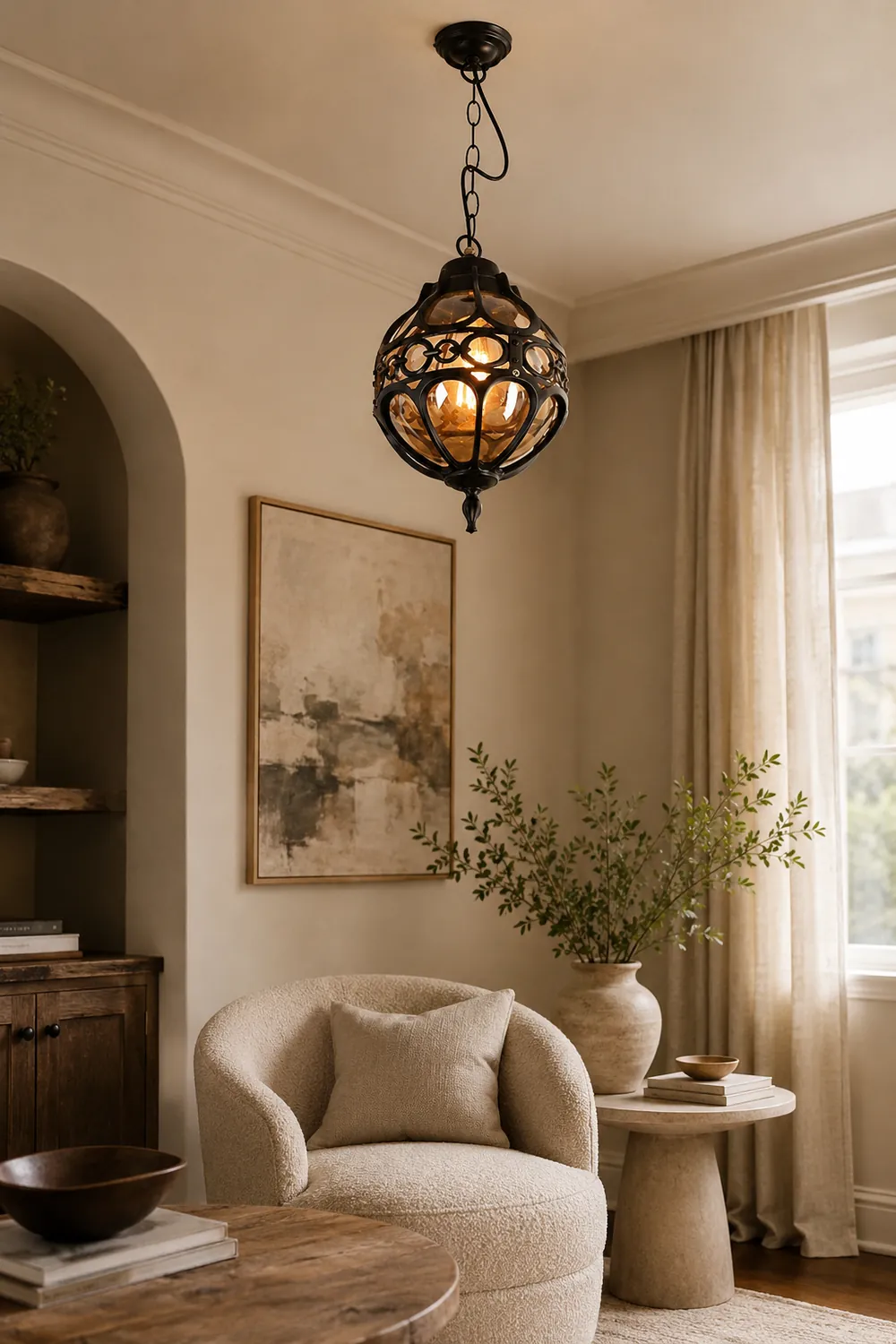 Alessio Loft Sphere Vintage Farmhouse Rustic Pendant Light Black/Bronze Dining Room - Lumpaz