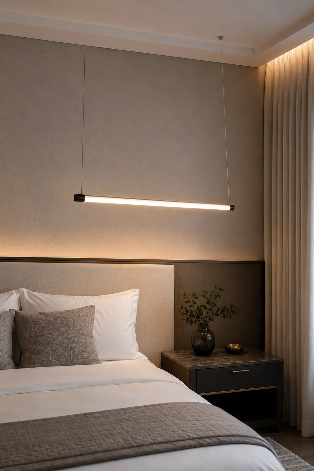 Edge Minimalist Linear Office Pendant Light Black/Silver - Lumpaz