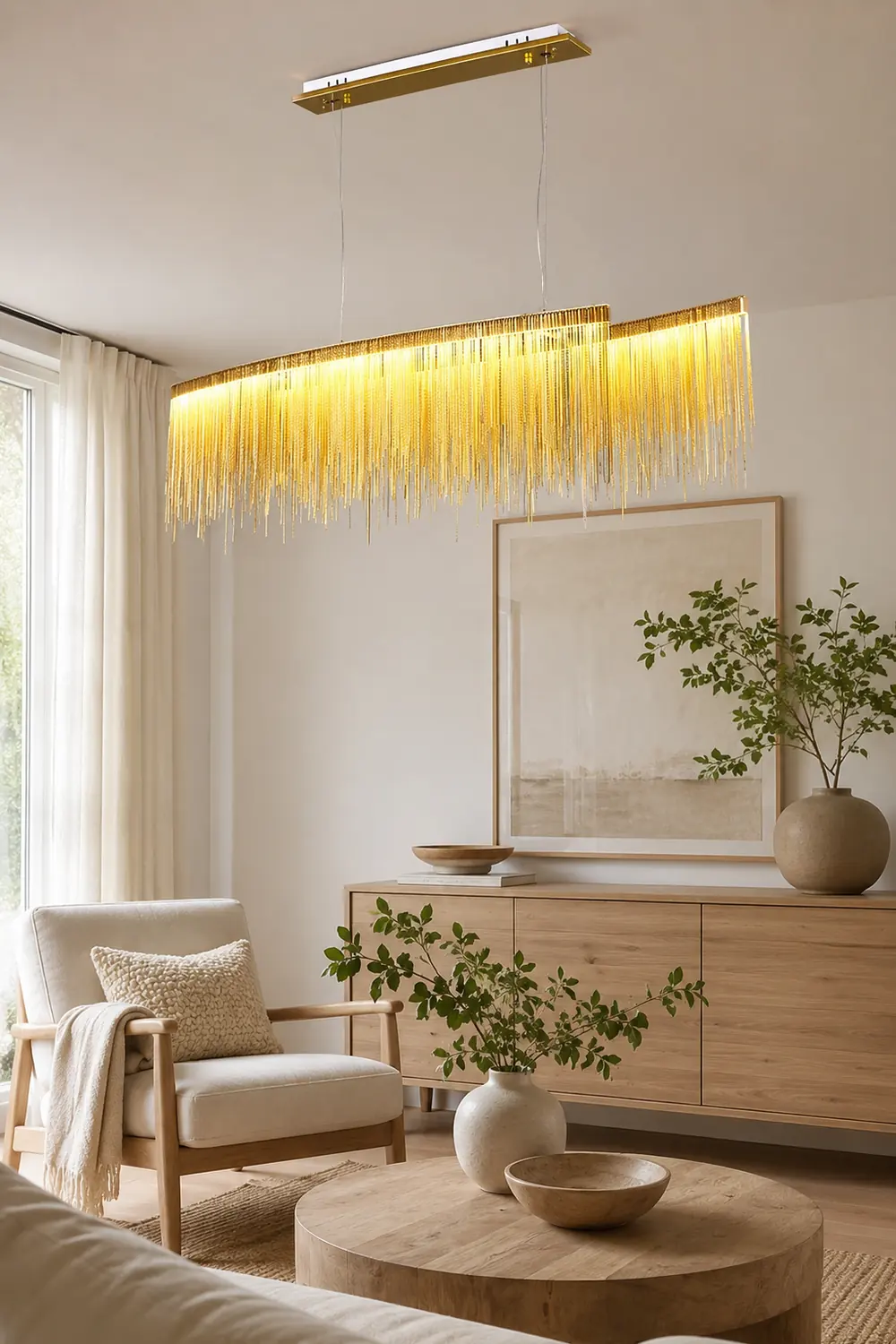 Marilyn Luxury Tassel Metal/Acrylic Pendant Light, Gold/Chrome - Lumpaz