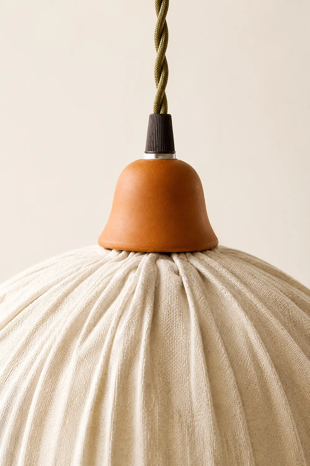 Nordic Vintage LED Pendant Light Beige Fabric Living Room - Lumpaz