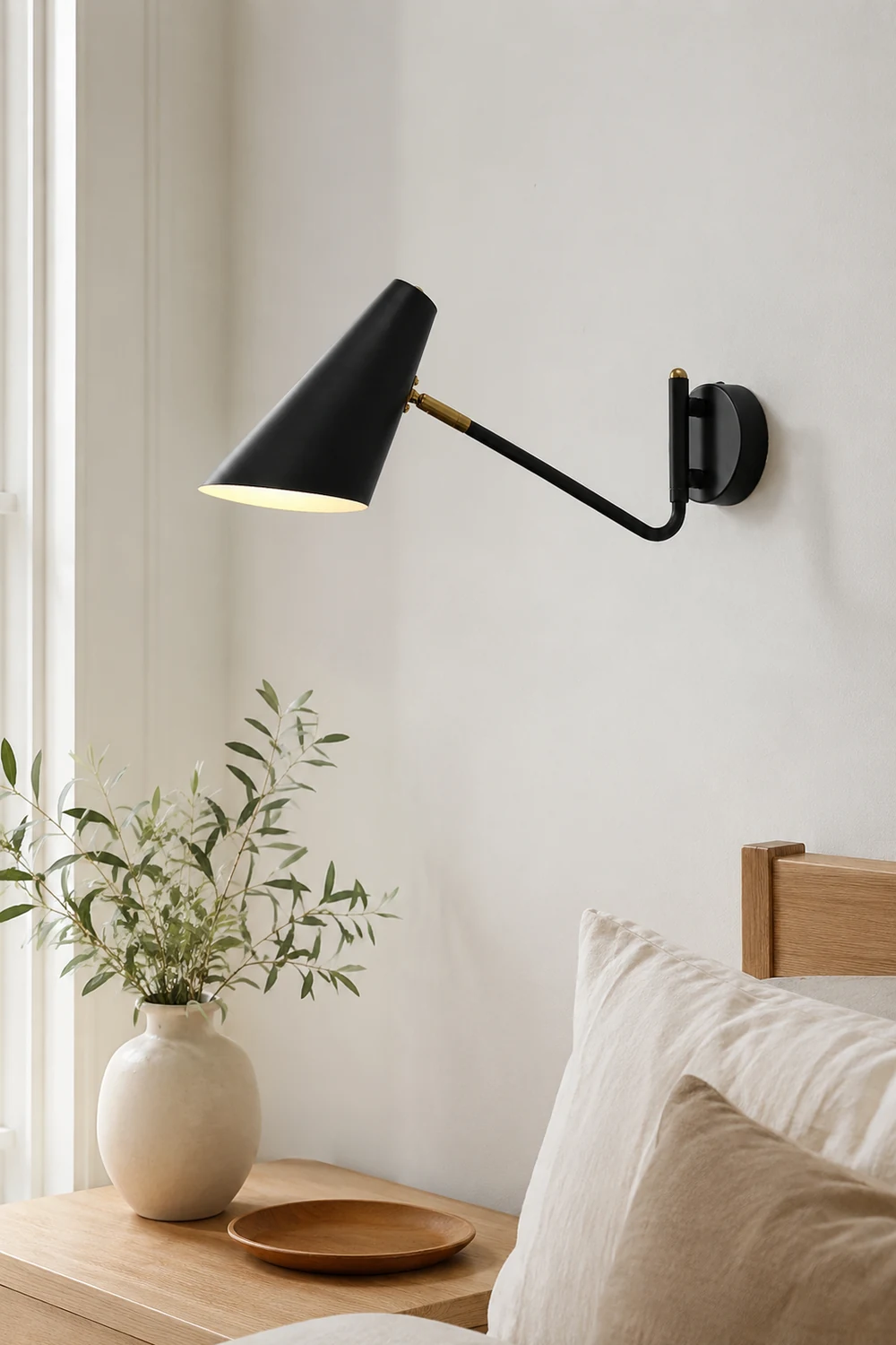 Brady Rotatable Wall Lamp, Black & White & Gold, Bedroom - Lumpaz