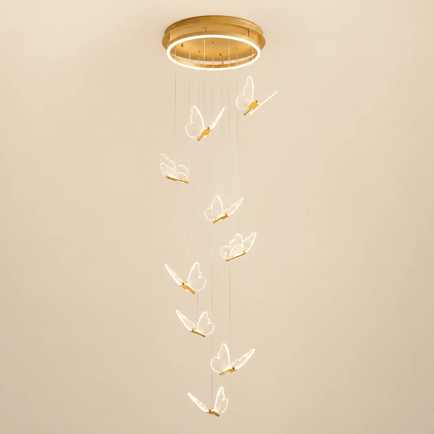 Ophelia Pendant Light Butterfly Modern Luxury, Metal/Acrylic, Gold, Corridor - Lumpaz