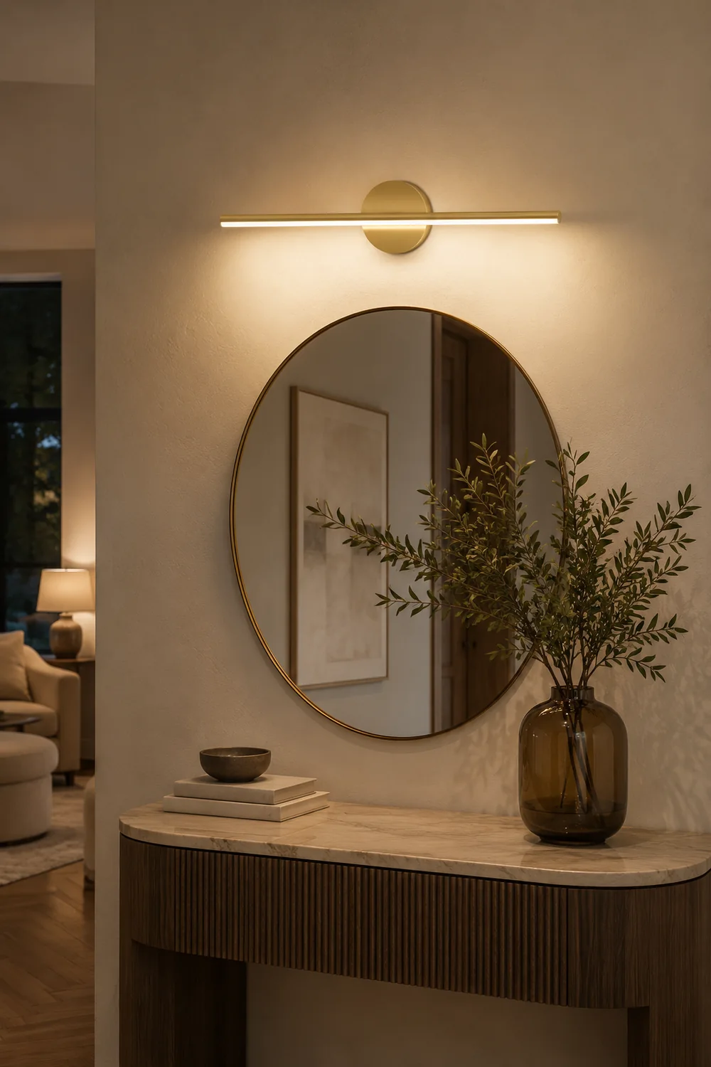 Leigh LED Linear Mirror Front Vanity Wall Lamp Black/Gold - Lumpaz