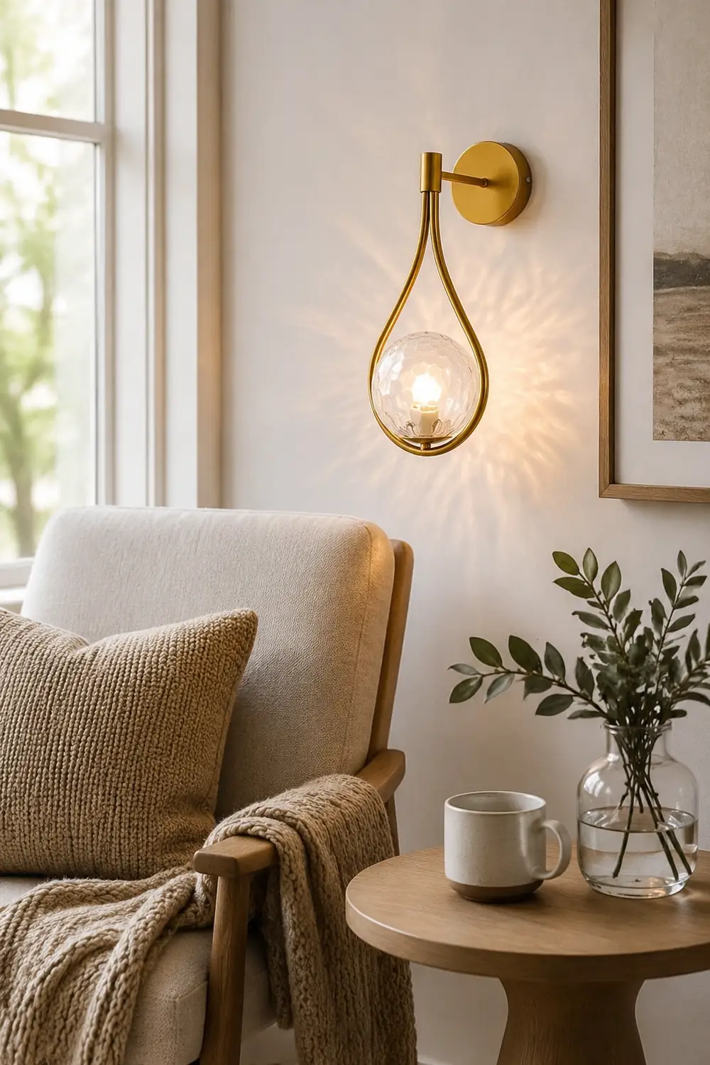 Valentina Nordic Creative Minimalist Water Drop Glass Gold Wall Lamp - Lumpaz