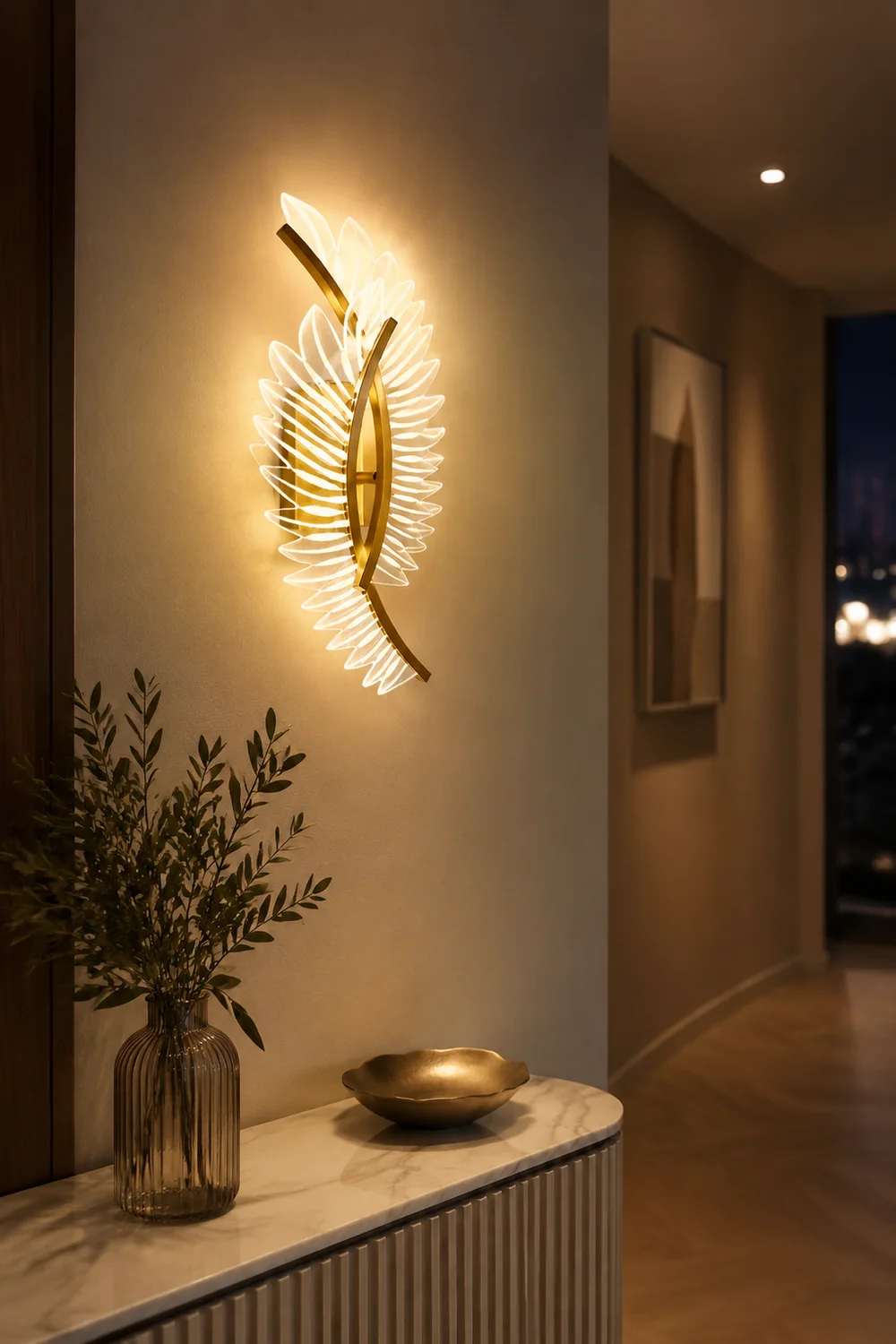 Kristy Modern Crystal Wall Lamp Gold Wings Design Sconce for Bedroom - Lumpaz