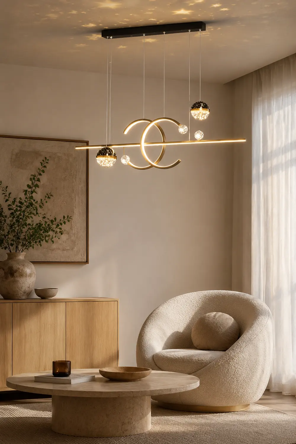 Madina Modern Pendant Light Double-C Gold/Black Dining Room - Lumpaz
