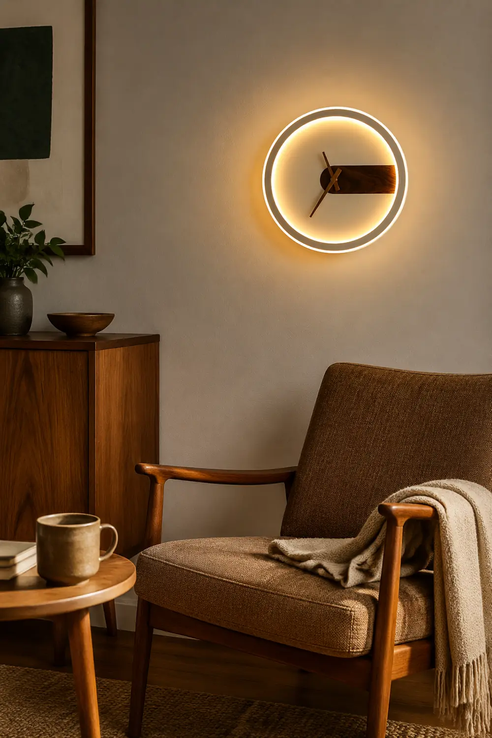 Nielsen Modern Clock Design Wall Lamp, 3 Color - Lumpaz