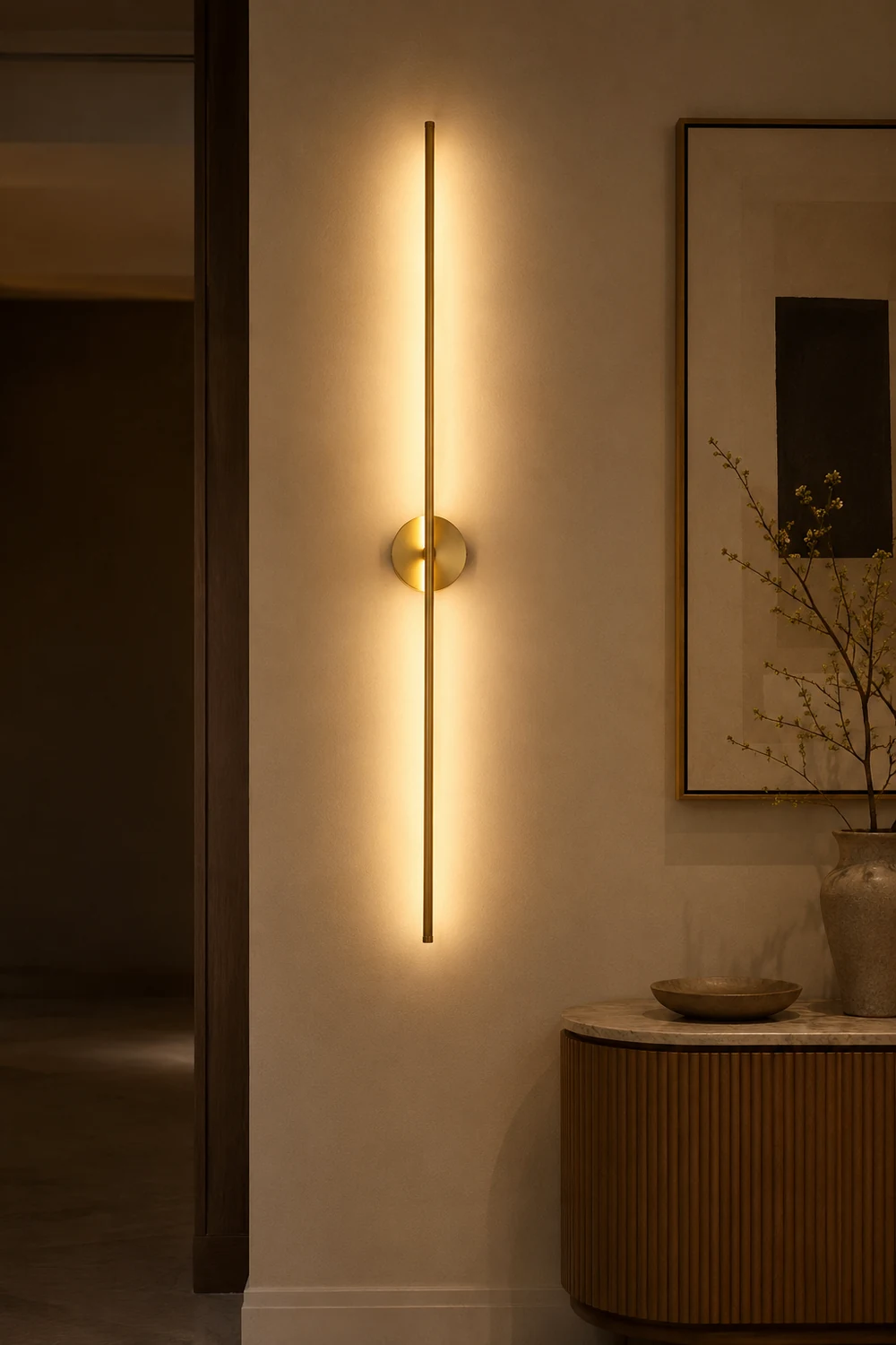 Edge Modern Linear Metal&Silica Gel Wall Mount Lamps, Gold - Lumpaz