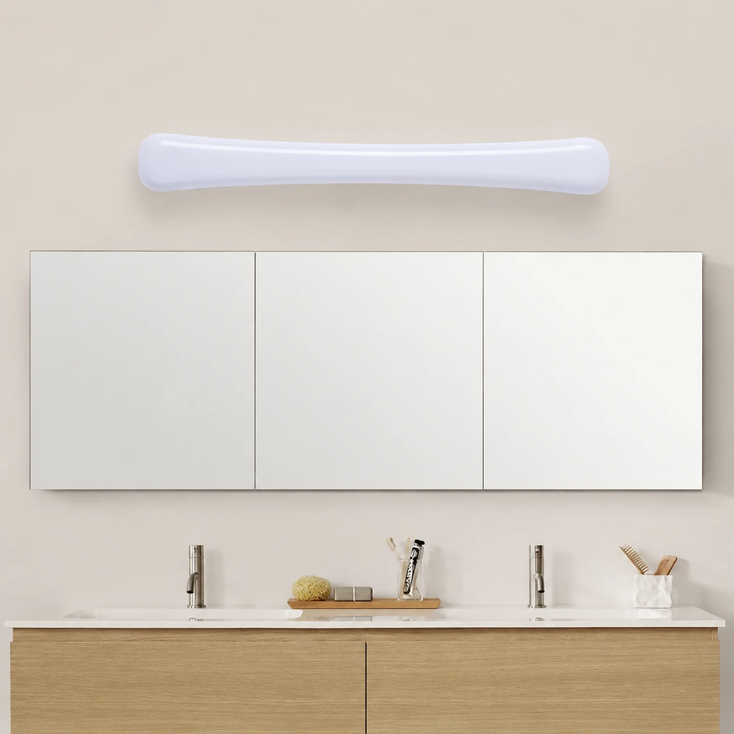 Edge White Mirror Front Vanity Wall Lamp, Acrylic - Lumpaz