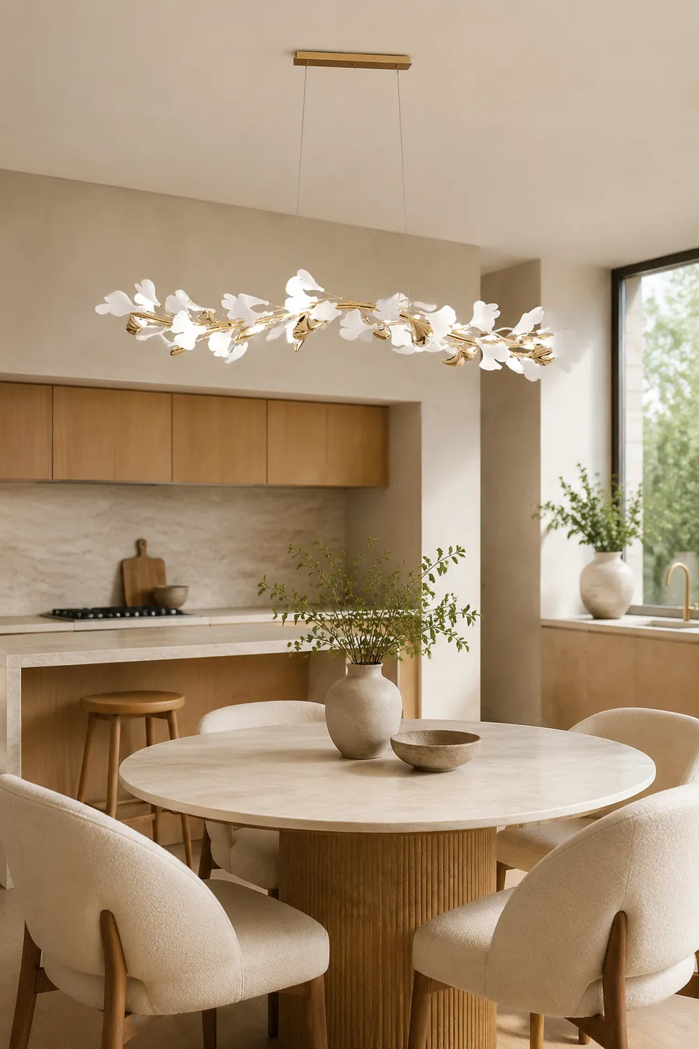 Ophelia CeraAut Modern Art Deco Metal & Ceramic Chandelier, Gold - Lumpaz