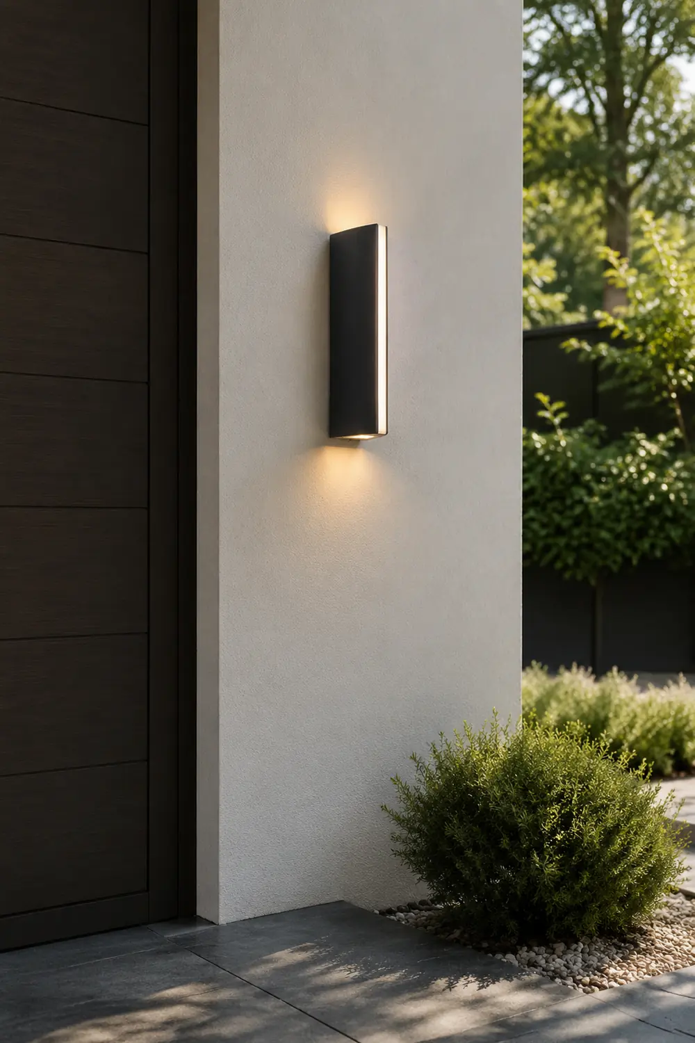 Orr Modern Triangular Prism Metal Outdoor Wall Lamp, Black/Silver - Lumpaz