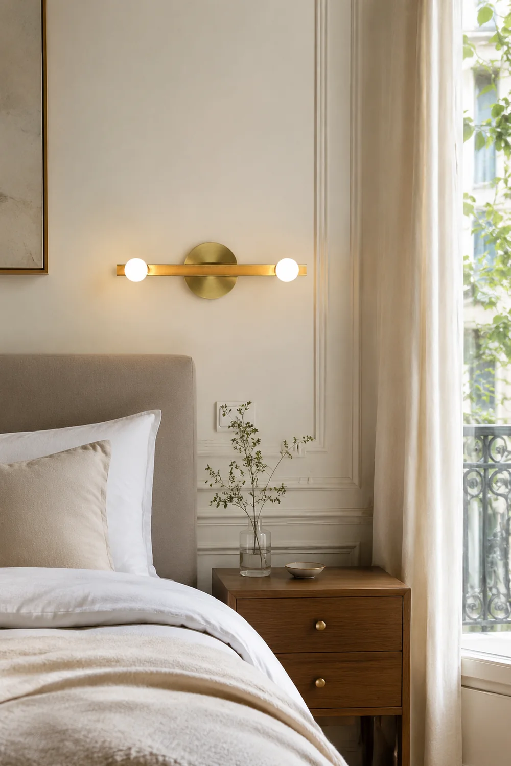 Avi Modern Linear Metal Wall Lamp, Gold, Bathroom - Lumpaz