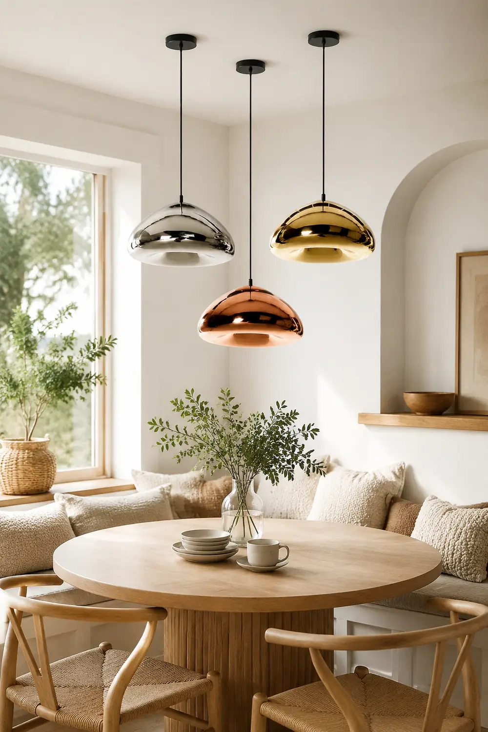 Morandi Modern Bread Shape Glass/Metal Pendant Light, 3 Colors - Lumpaz