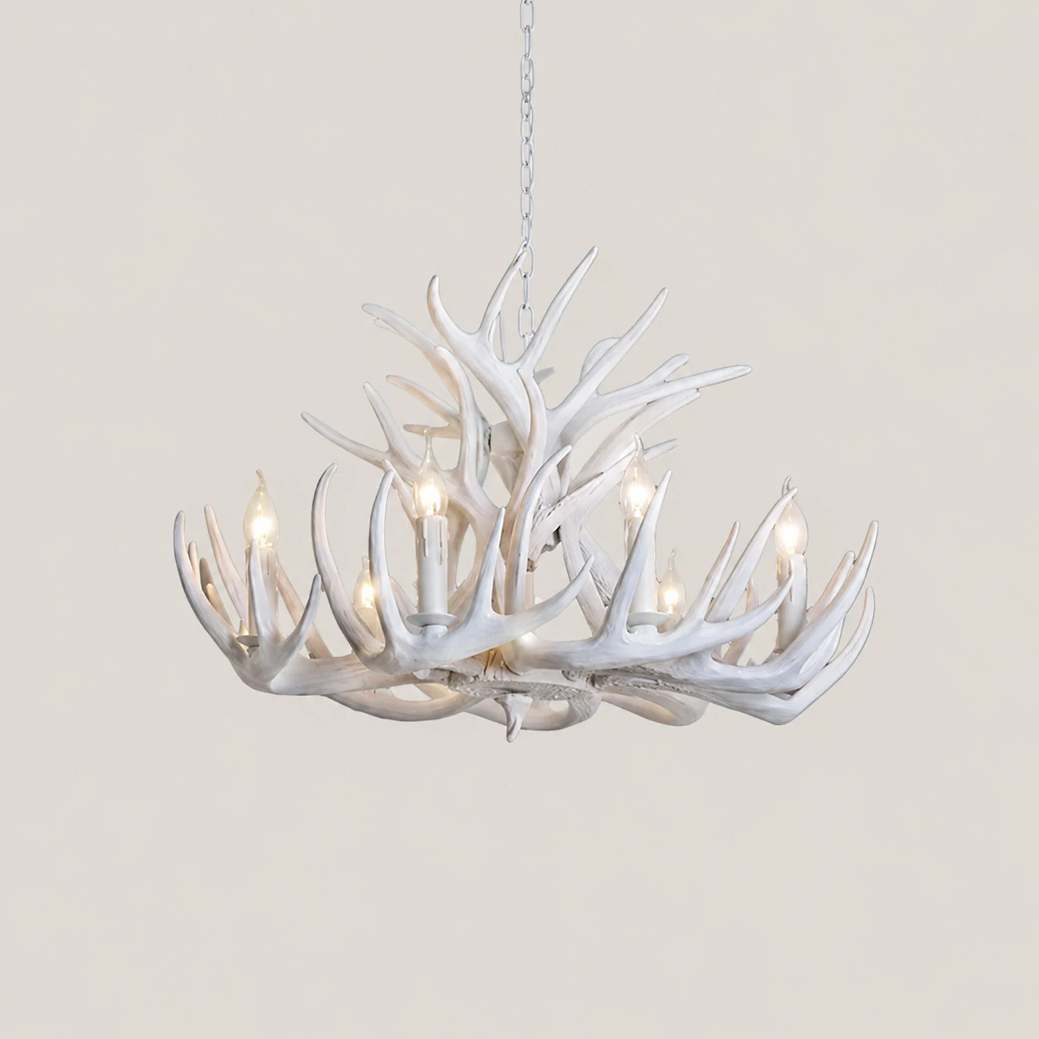 Silva Rustic Antler Metal/Resin Chandelier White Dining Room - Lumpaz
