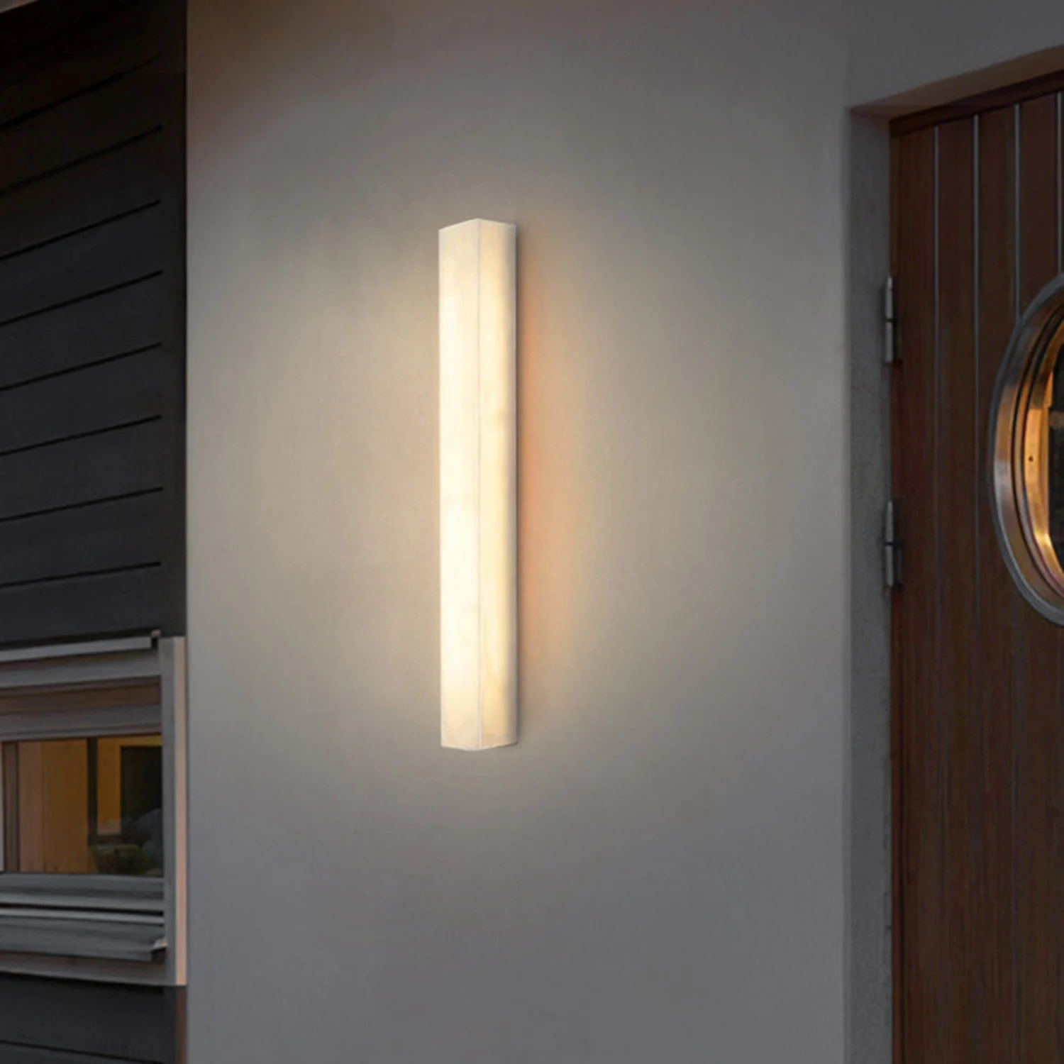 Edge Modern Rectangular Resin Outdoor Wall Lamp, White - Lumpaz