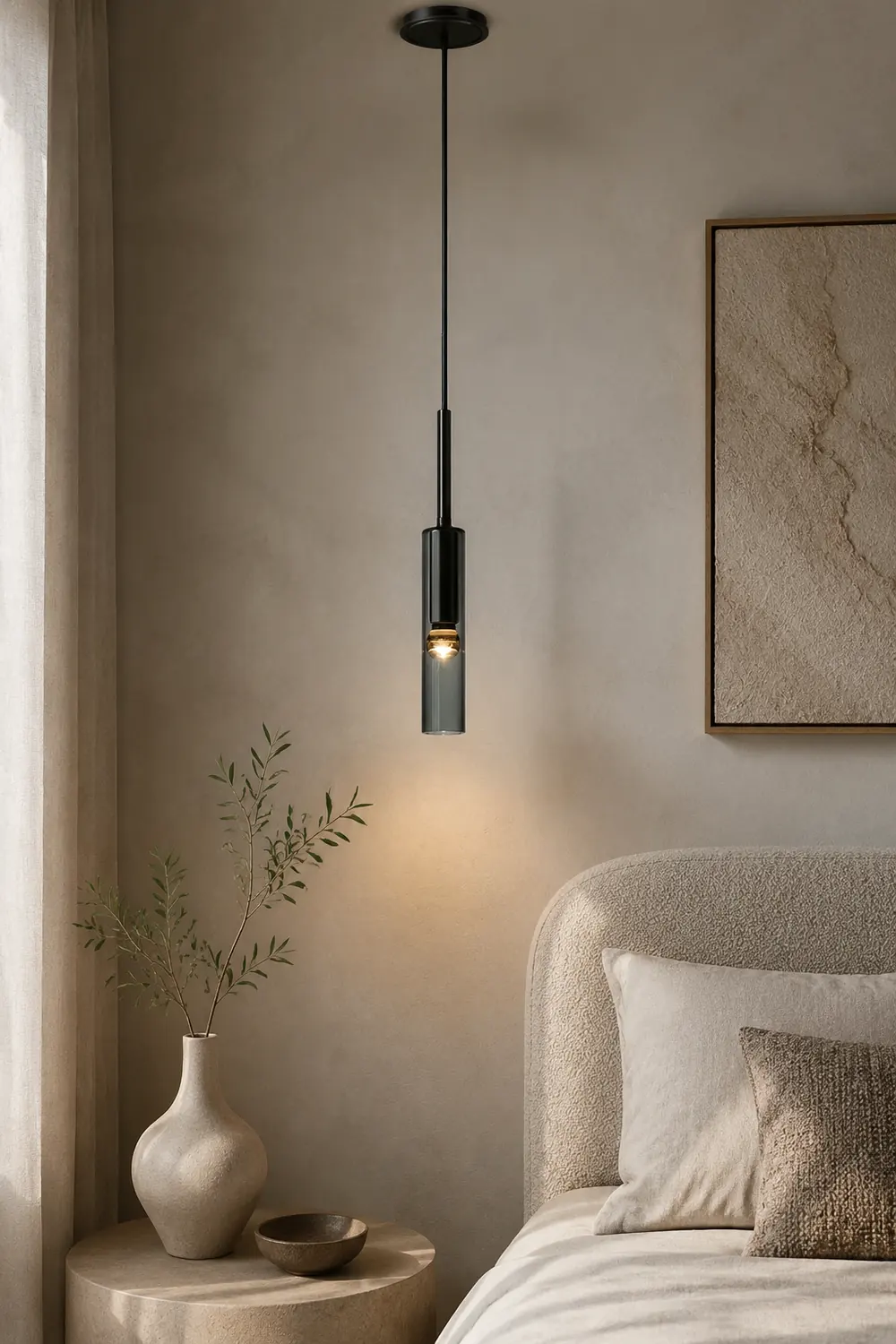 Sanna Modern Glass/Metal Pendant light/Wall Lamp, Black - Lumpaz