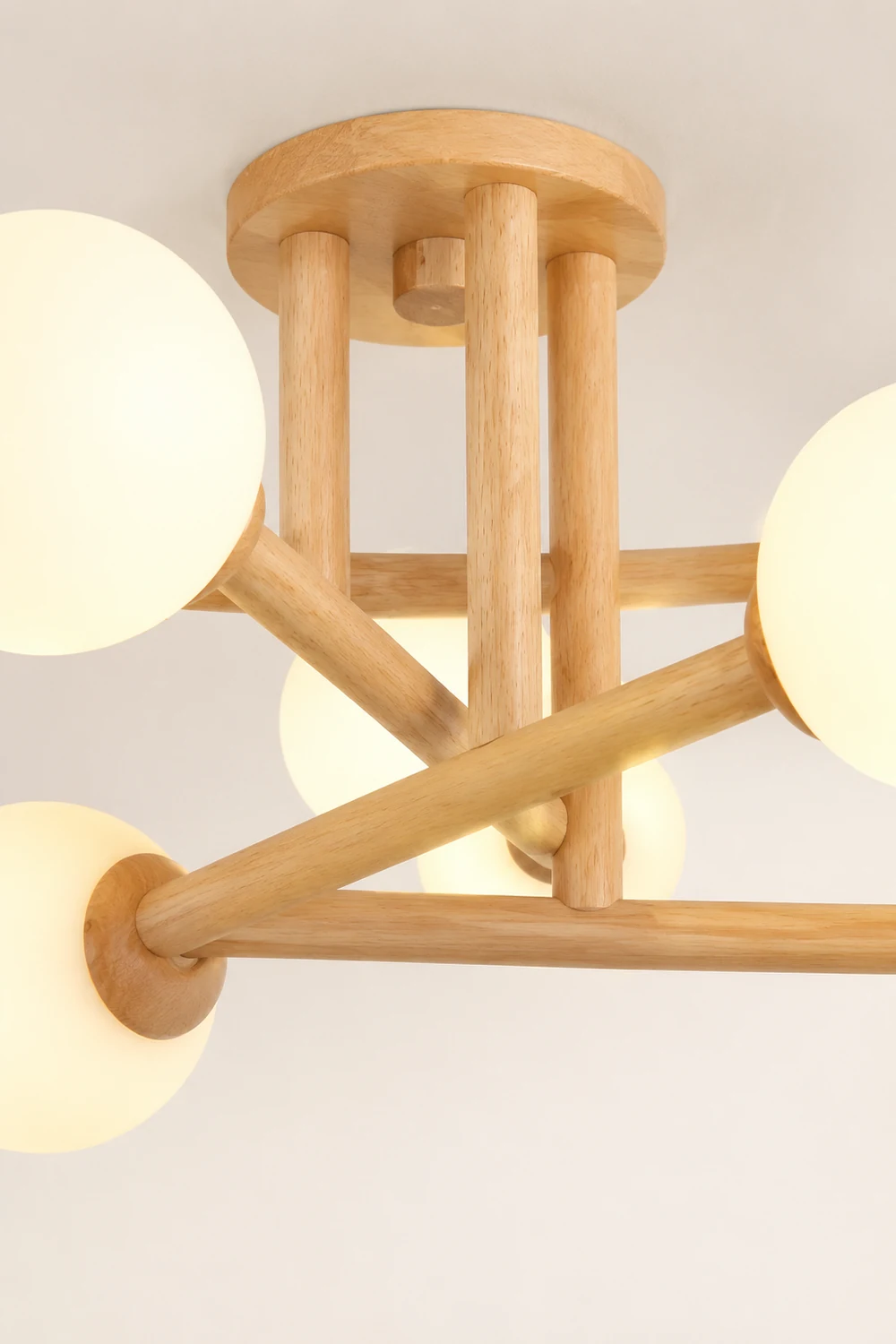 Ozawa Modern Globe Wood/Glass Flush Mount Ceiling Light - Lumpaz