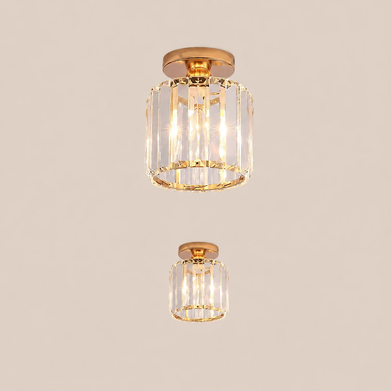 Herbert Modern Metal/Crystal Flush Mount Ceiling Light, 3 Colors - Lumpaz