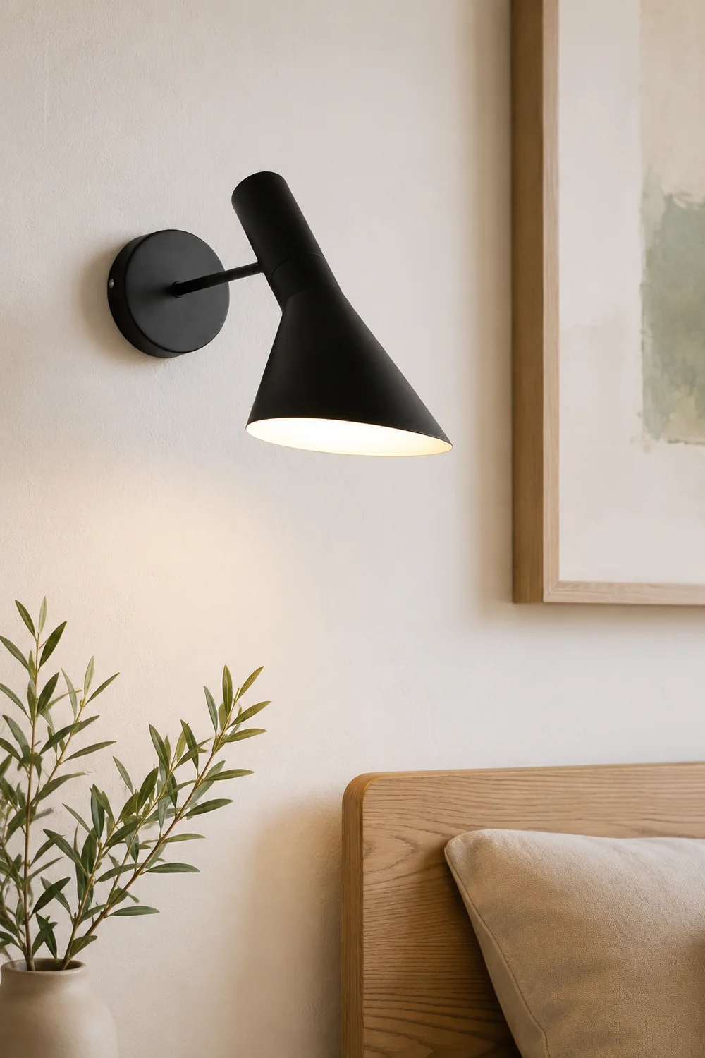 Brady Modern Cone Metal Wall Lamp, Black/White - Lumpaz