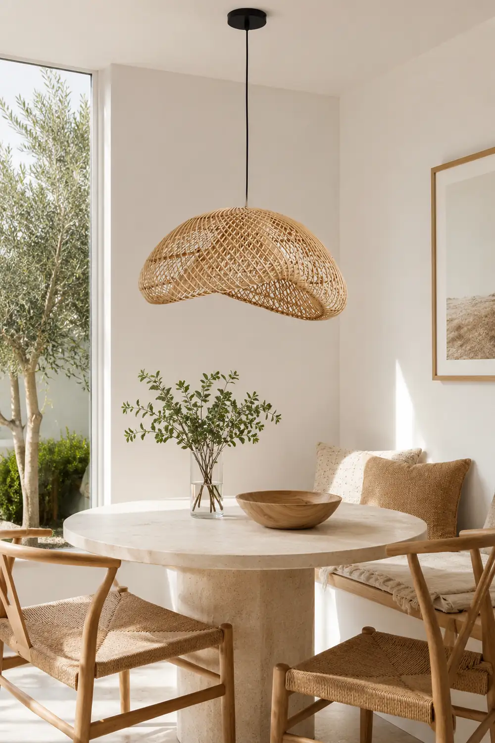 Muto Rustic Boho Rattan Pendant Light, Living Room - Lumpaz