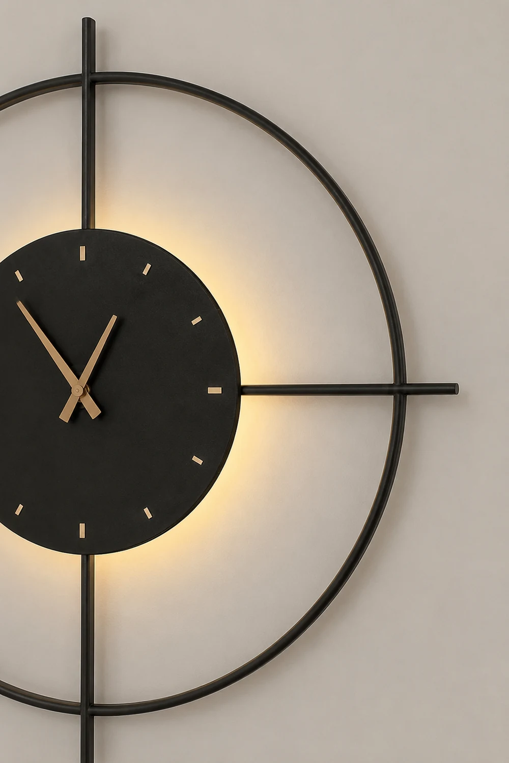 Morandi Nielsen Modern Clock Metal Wall Lamp Gold/Black Bedroom - Lumpaz
