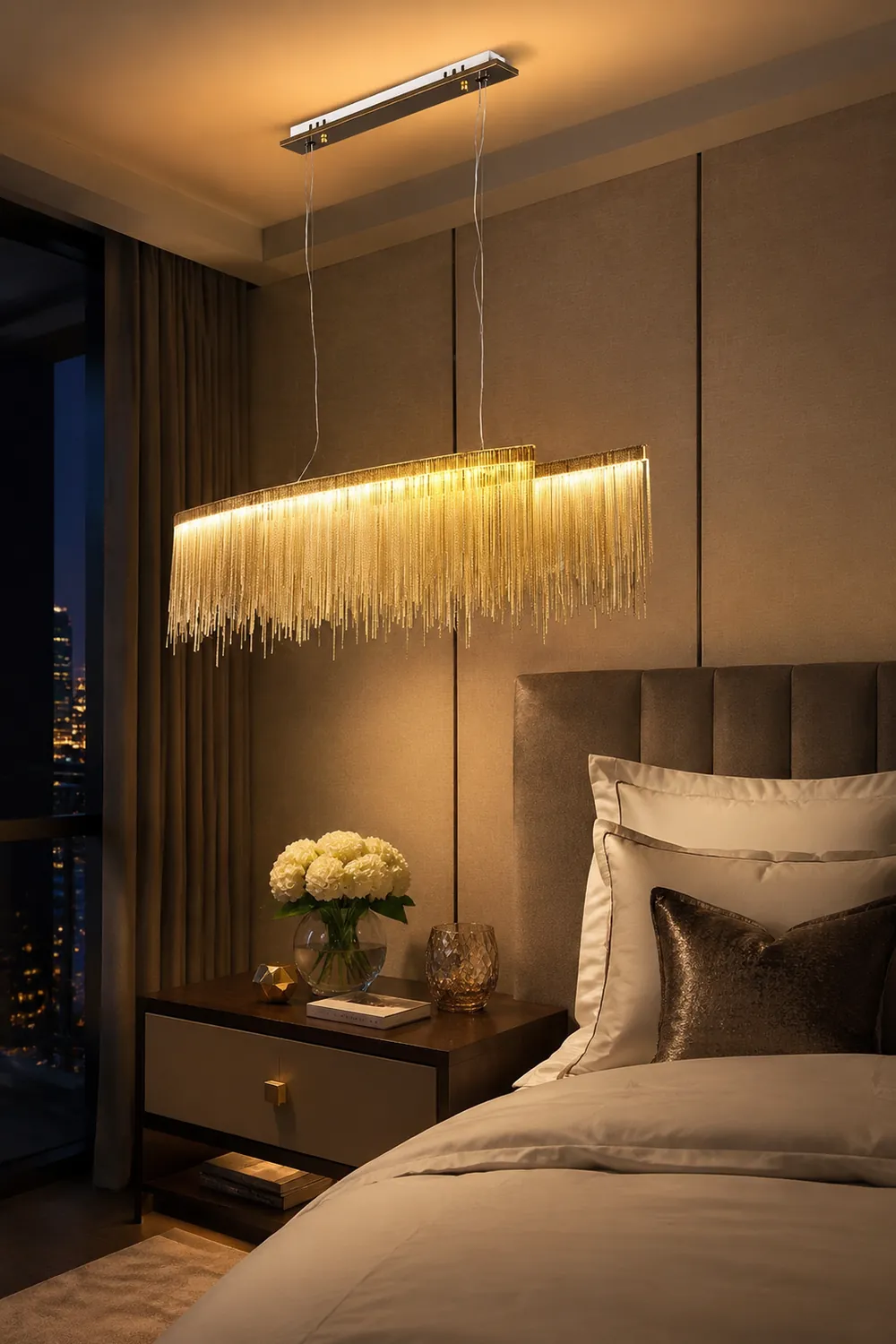 Marilyn Luxury Tassel Metal/Acrylic Pendant Light, Gold/Chrome - Lumpaz