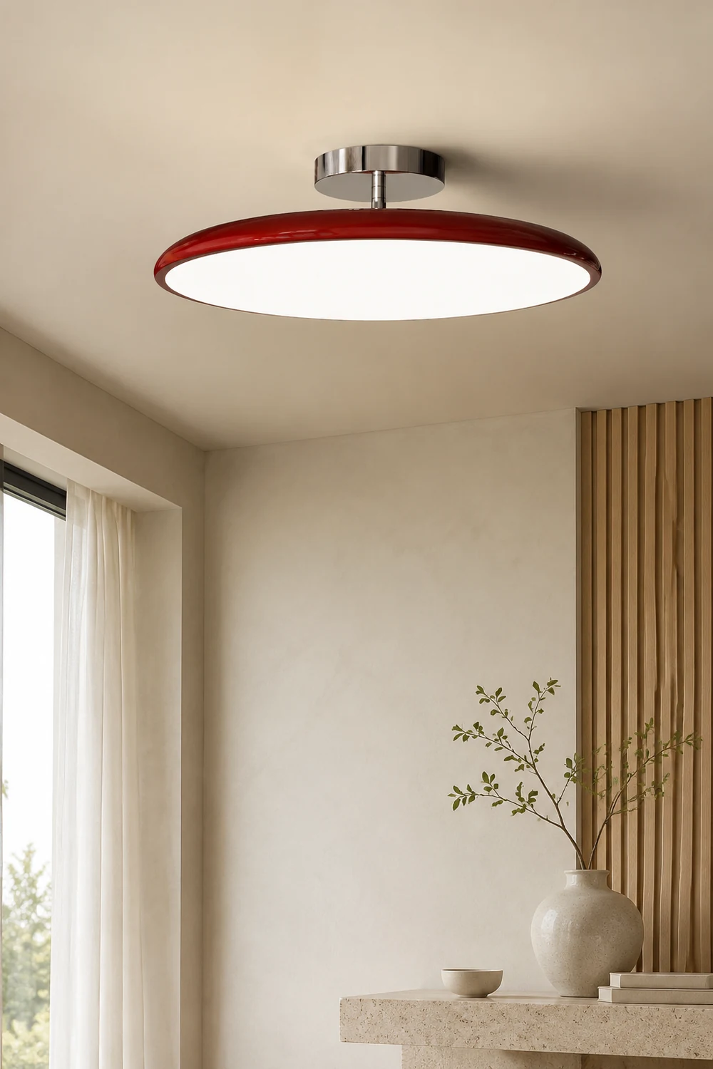 Valentina Vintage Flush Mount Ceiling Light Metal Red/White/Green LED Bedroom - Lumpaz
